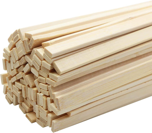 100pcs 15.7x0.35 Inch Strong Natural Bamboo Sticks, Wooden Craft Sticks, Extra Long Sticks, Wood Strips for Craft Projects