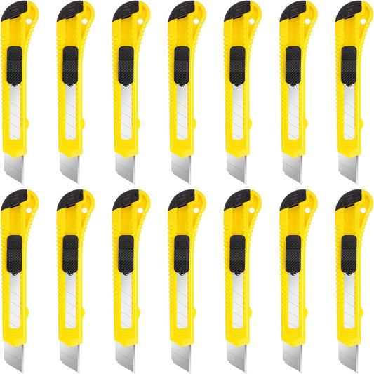DIYSELF 14 Pack Box Cutter Retractable, 18mm Box Knife, Utility Knife Retractable with Snap Off Blade, Box Opener for Home, Cutter Knives for Cardboard, Art, Craft