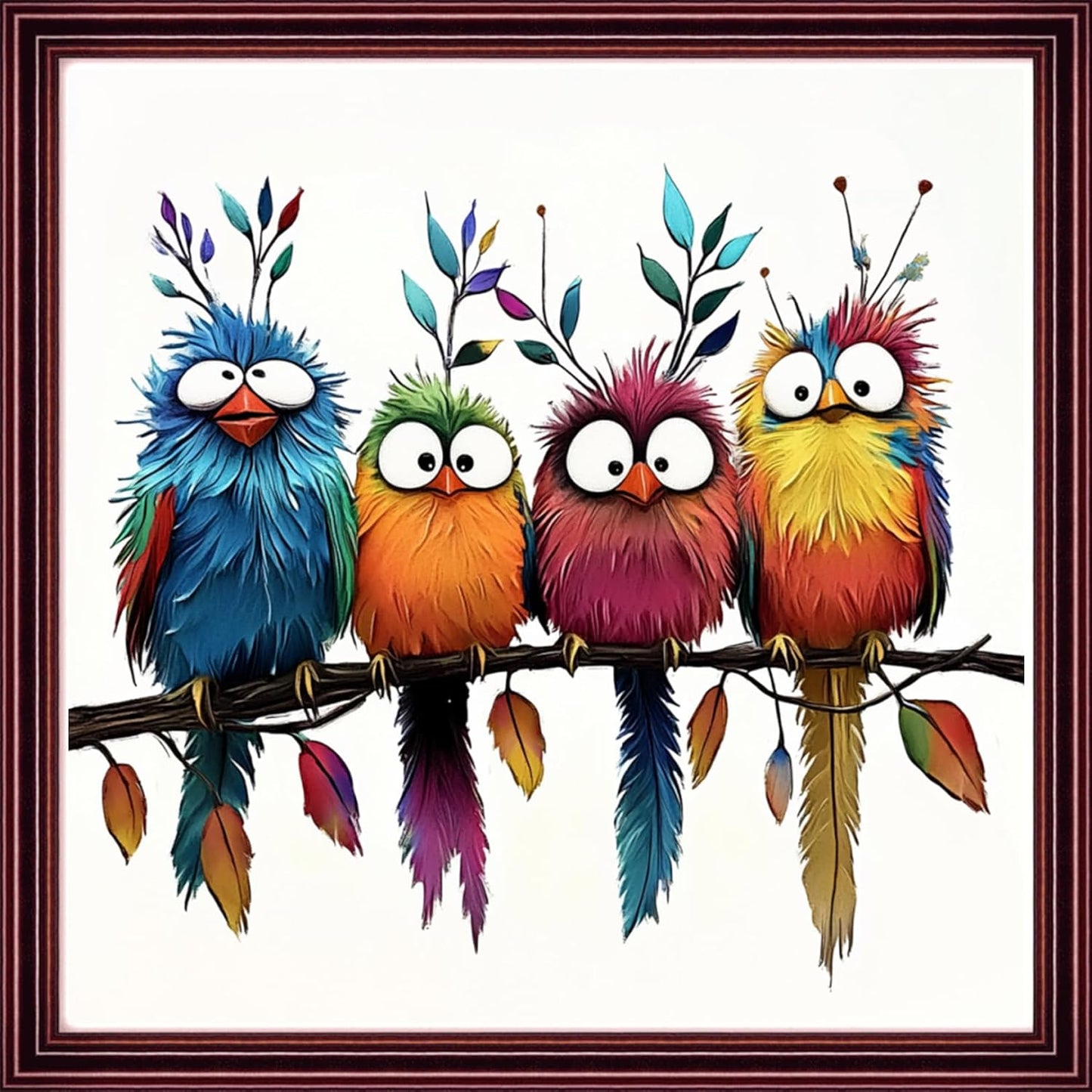 Redxing Stamped Cross Stitch Kits Full Range of Embroidery Starter Kits- Needlepoint Counted Cross Stitch Kits for Beginner Adults 11CT Printed Embroidery Kit-Colorful Birds Tree Branches 18x18 inch