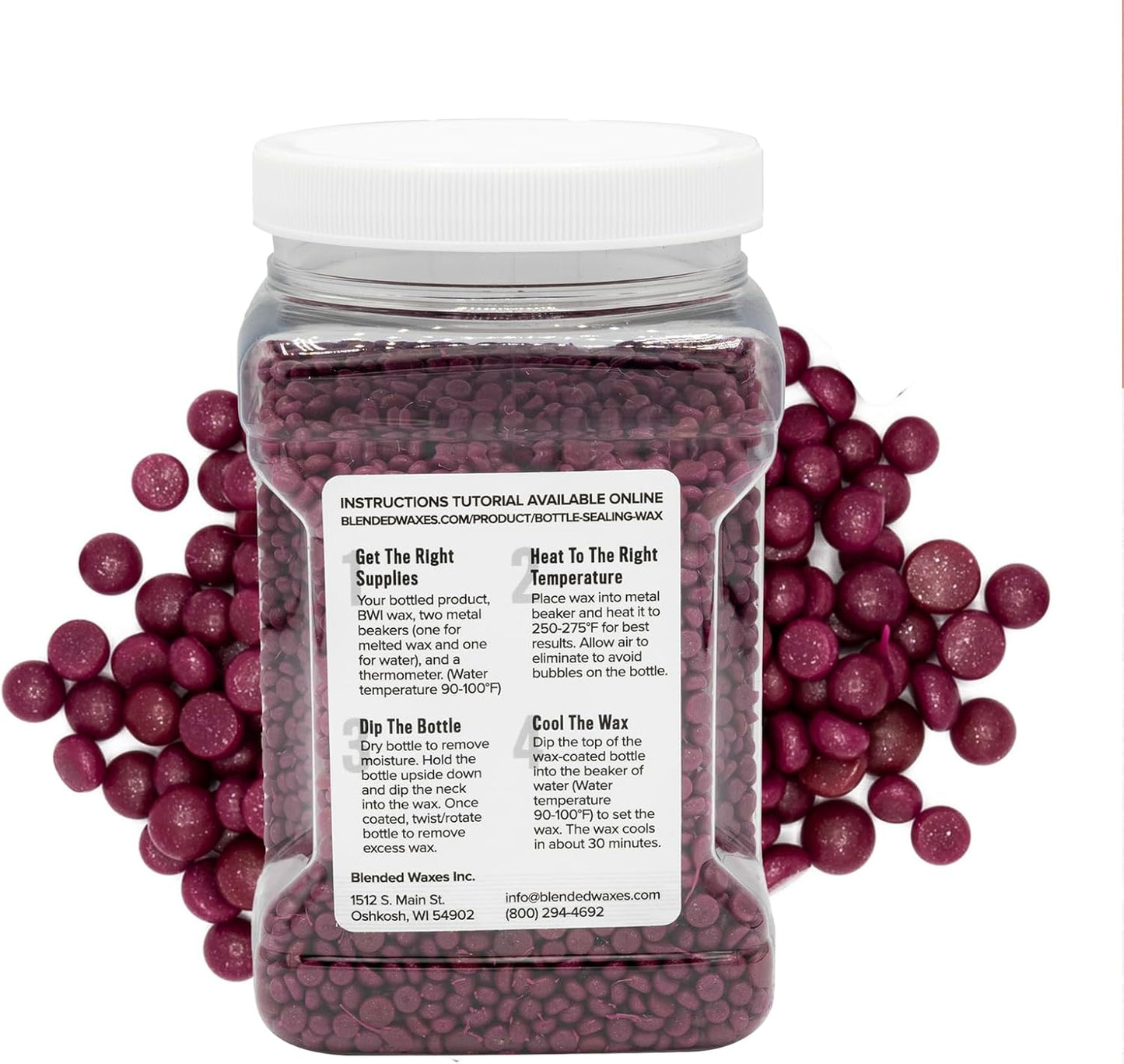 Blended Waxes, Inc. Bottle Sealing Wax, Pastille Wax Seal Beads For Wine, Beer, and Liquor Bottle Sealing, Seals Between 25-30 Bottles, 1 lb, Fuchsia Pearl