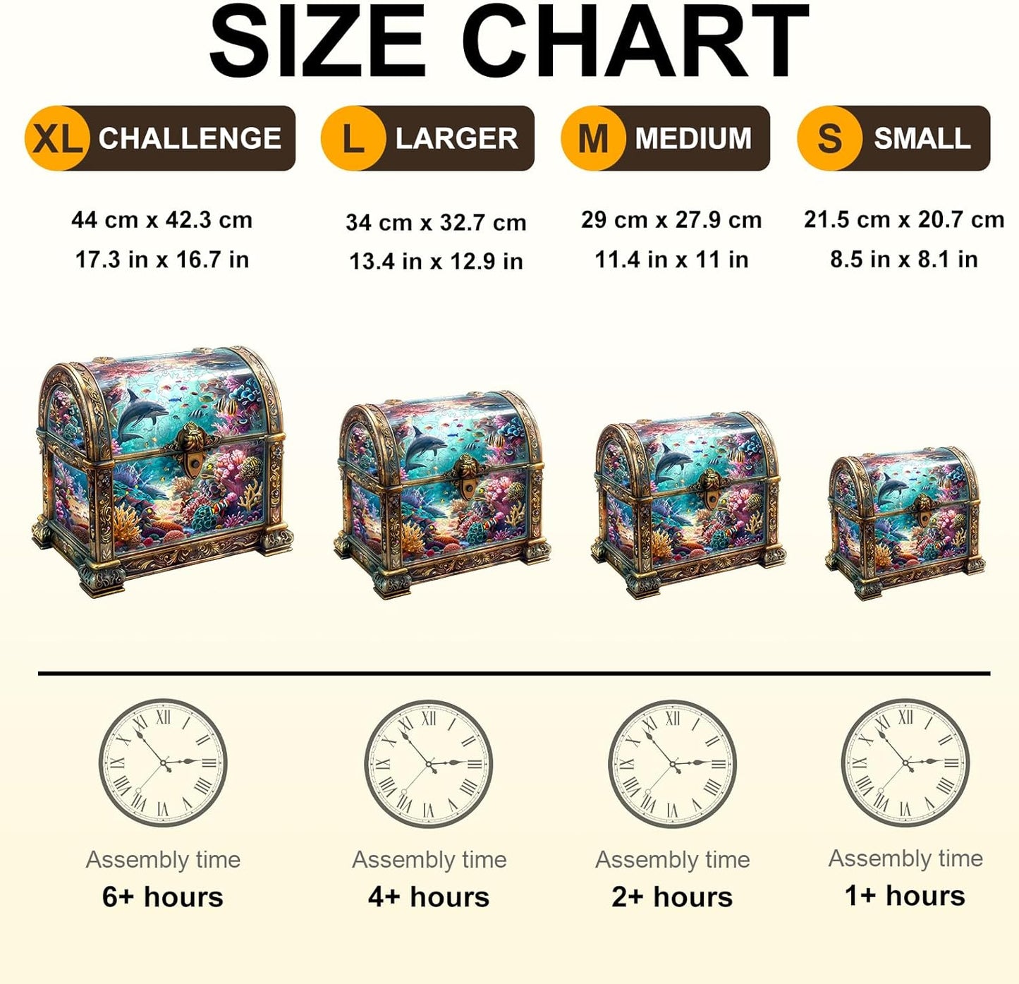 Wooden Puzzles for Adults, Treasure Chest Ocean Wooden Jigsaw Puzzle Fish 430 PCS Unique Shape Wood Puzzles Adult 3D Visual Effect Birthday Gifts for Puzzle Lovers Family Games (XL-17.3 * 16.7in)