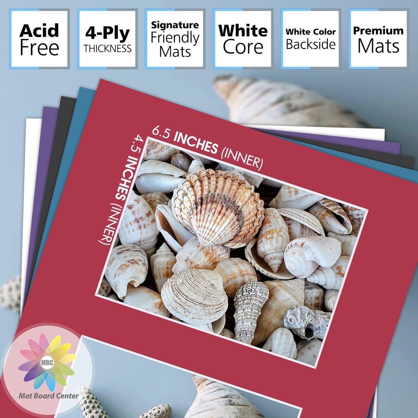 Mat Board Center, Pack of 5, Photo Picture Mats - Acid Free, 4-Ply Thickness, White Core - for Pictures, Photos, Framing (11x14 for 2-5x7 Mixed Color)