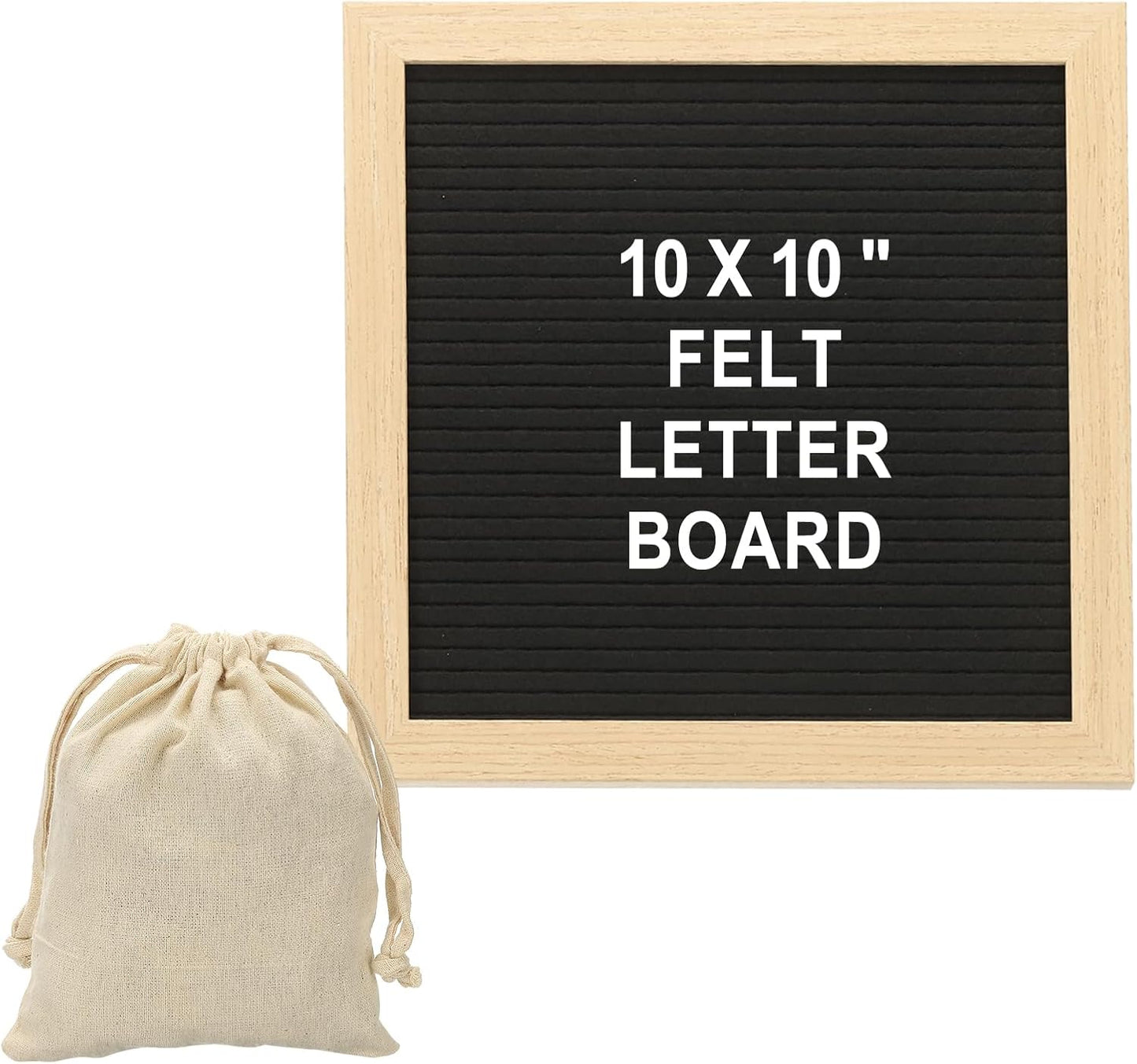 PATIKIL Felt Letter Board, 10x10Inches Black Wooden Changeable Message Board with Storage Bag Stand for Kitchen Menu Classroom Farmhouse Decor Notes, White Bronze Letter