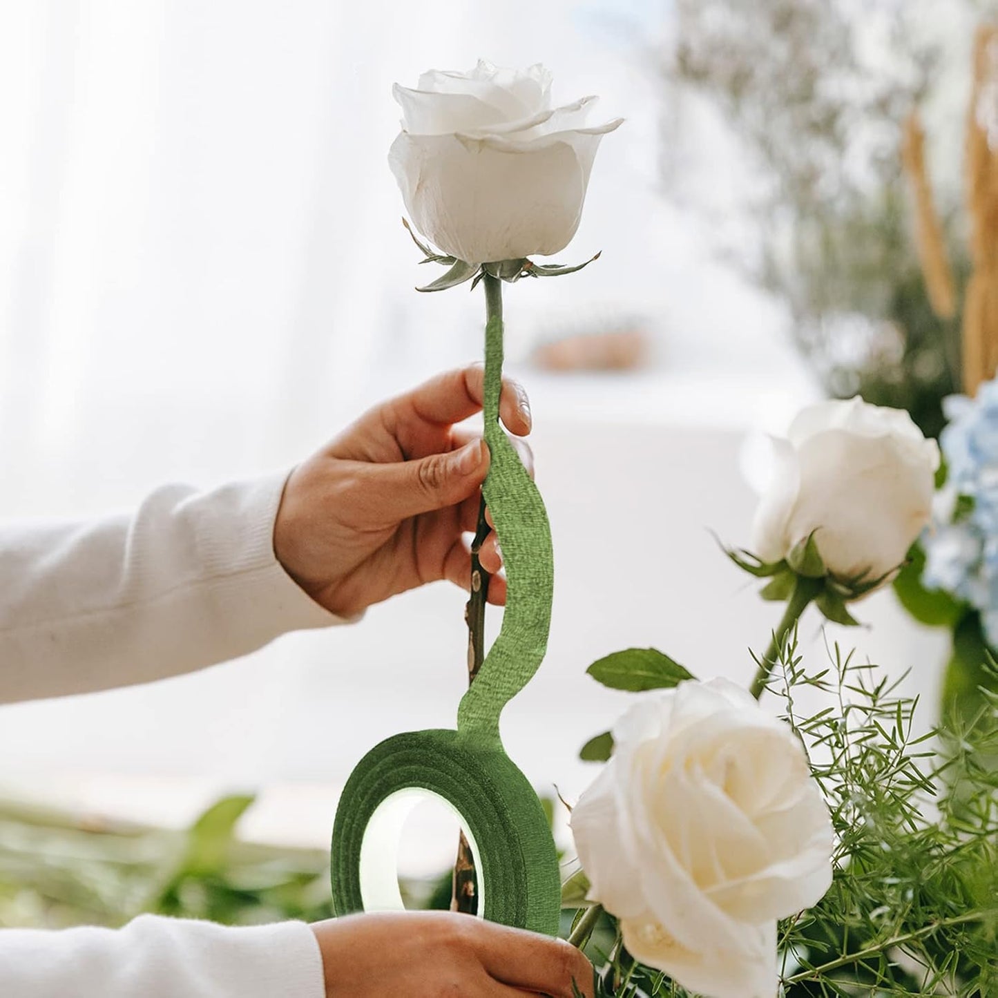 Max Shape 12 Rolls 1/2 Inch 30 Yard Floral Tapes for Bouquet Stem Wrapping, Green Floral Tape for Floral Arranging Craft Projects Corsages, Wedding Bouquet