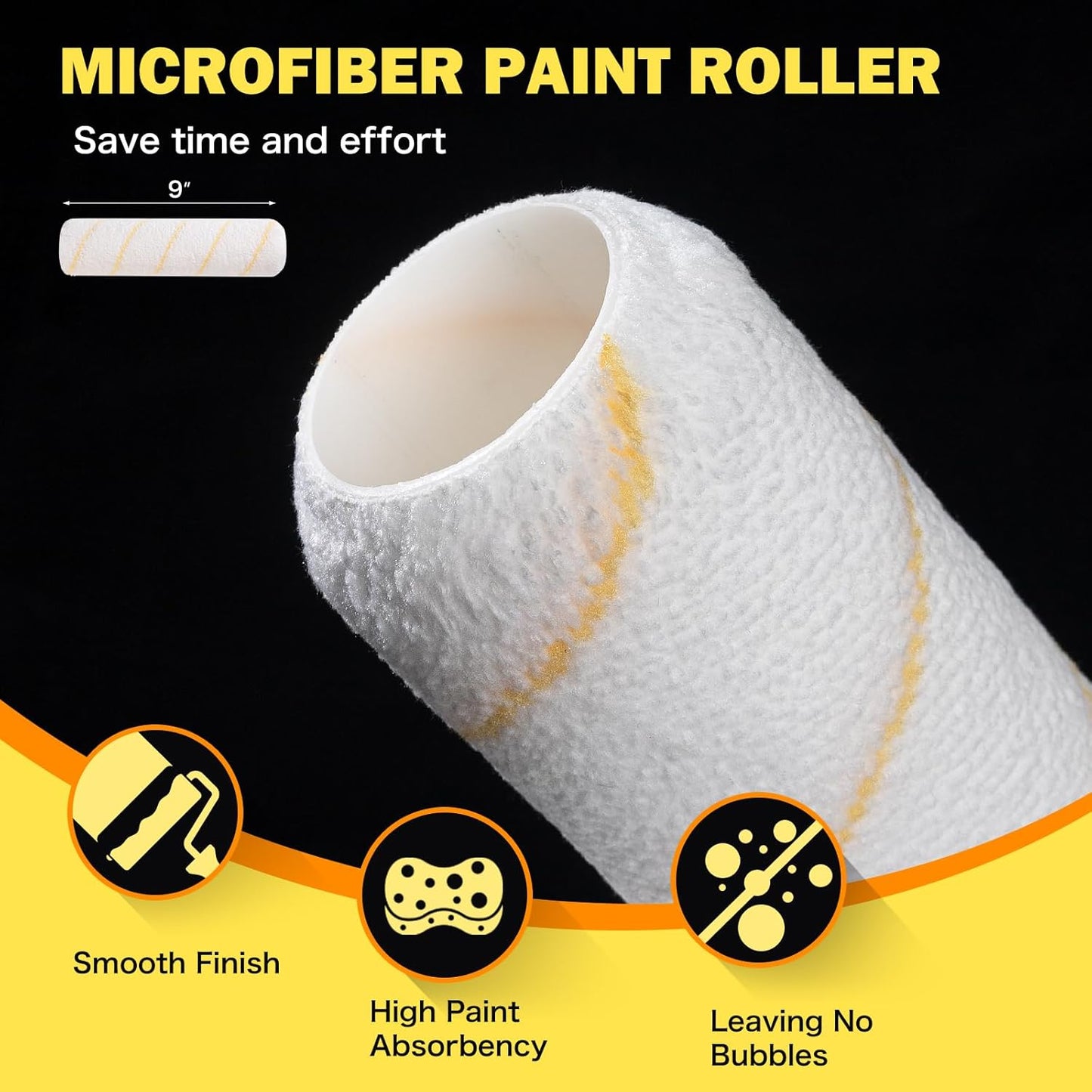 Mister Rui 17-Piece Paint Roller Kit with Non-Slip Tray, Microfiber Roller Covers, Brushes for DIY & Professional Painting Projects, Complete Set for Home Improvement