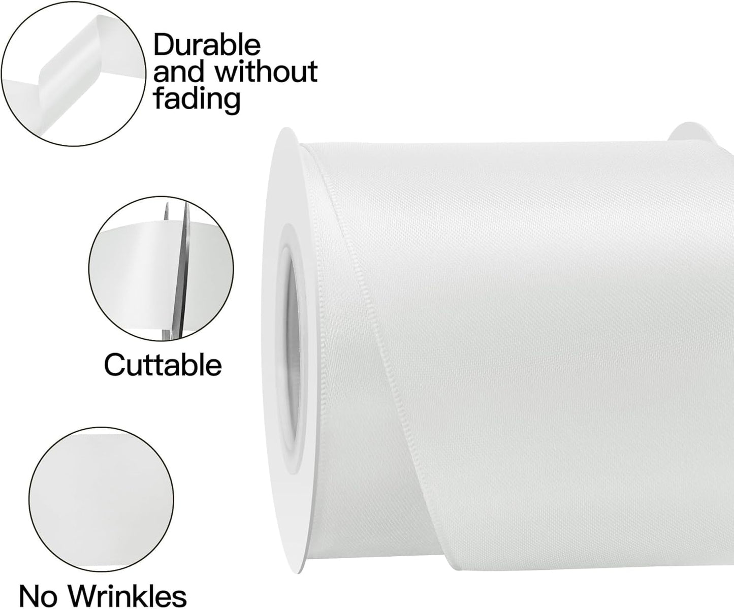 Off White Satin Ribbon 3 Inch X 15 Yards Solid Color Double Faced Ribbons Perfect for Crafts Wedding Decor Bow Making Arts Sewing and More