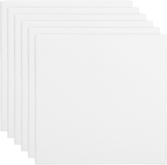 PATIKIL 4x4 Canvas Boards for Painting, 6 Pack 100% Cotton Square Triple Primed Stretched Blank Art Canvas Panel Bulk Thin for Acrylic, Oil, Tempera Paints, White