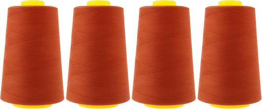 Mandala Crafts 4 Pack of Serger Threads Cones Spools - 40S/2 24000 Yards Polyester Terracotta Threads for Sergers Machine and Overlock Quilting Sewing Machine