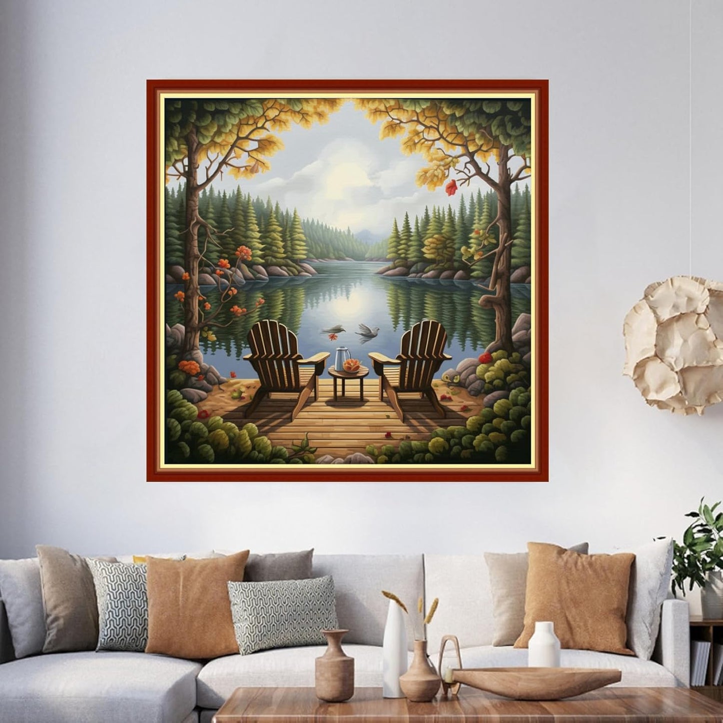 Foxhool Beginners Cross Stitch Kits Stamped Full Range of Embroidery Kits for Adults DIY Cross Stitches kit Embroidery Patterns for Needlepoint kit-Rest Scenery 17.7x17.7 inch