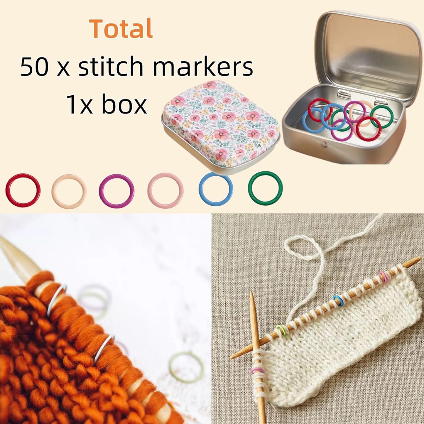 Hilsayum Star Shape Metal Stitch Markers Knitting,50Pcs Colorful Crochet Stitch Markers for Knitting Yarn and DIY Crafts