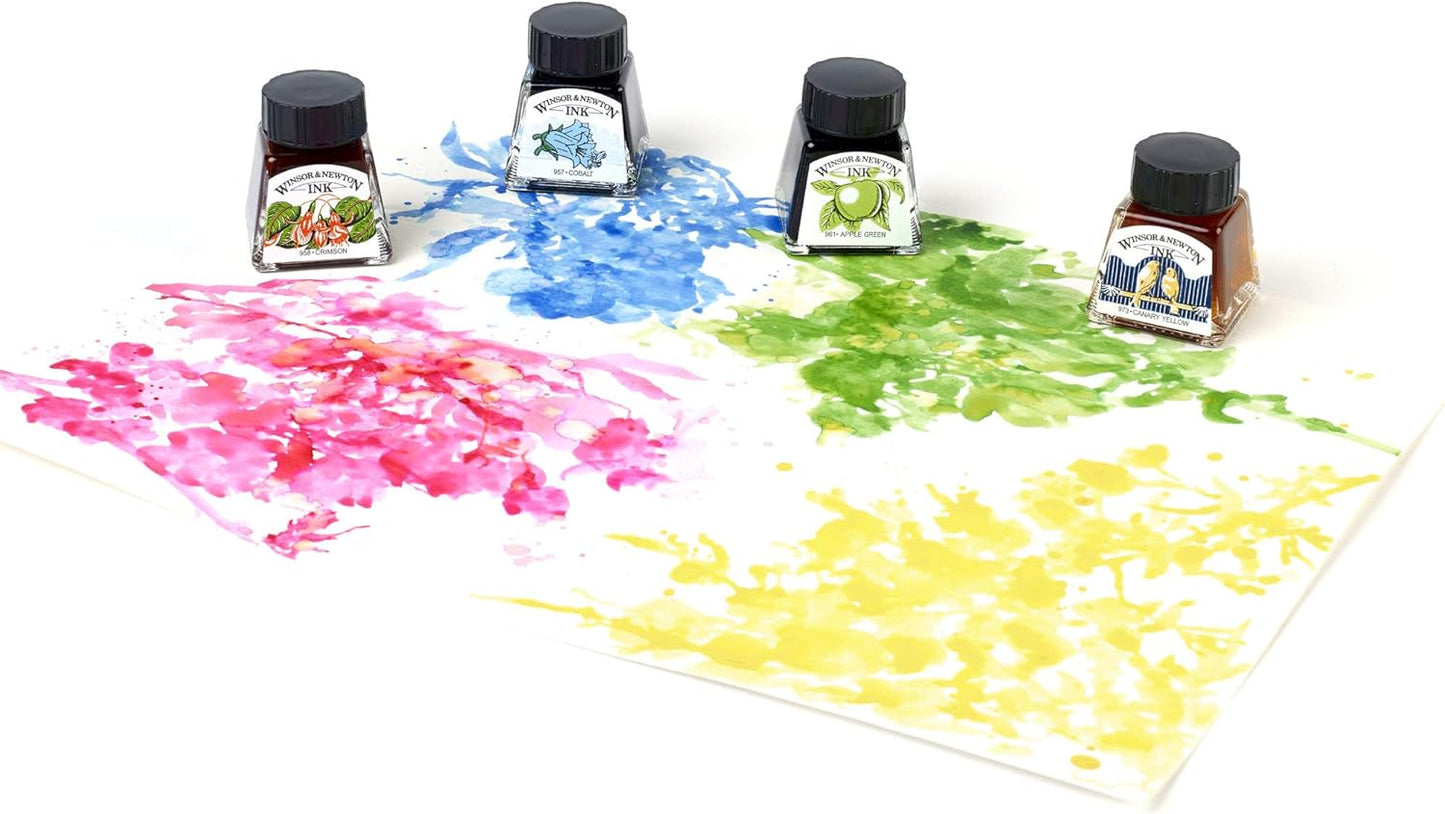 Winsor & Newton Collection Drawing Ink Set, Vibrant Tones, 0.5, Set of 4