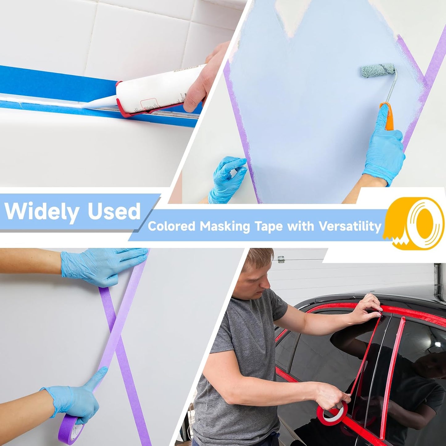 12PCS Colored Masking Tape, Colored Tape for Kids Art Supplies, DIY Craft Tape, Colored Painters Tape for Labeling, Classroom, Decorative, Rainbow Color Tape Rolls 2/3In x 13Yards(1.7cm x 12m)