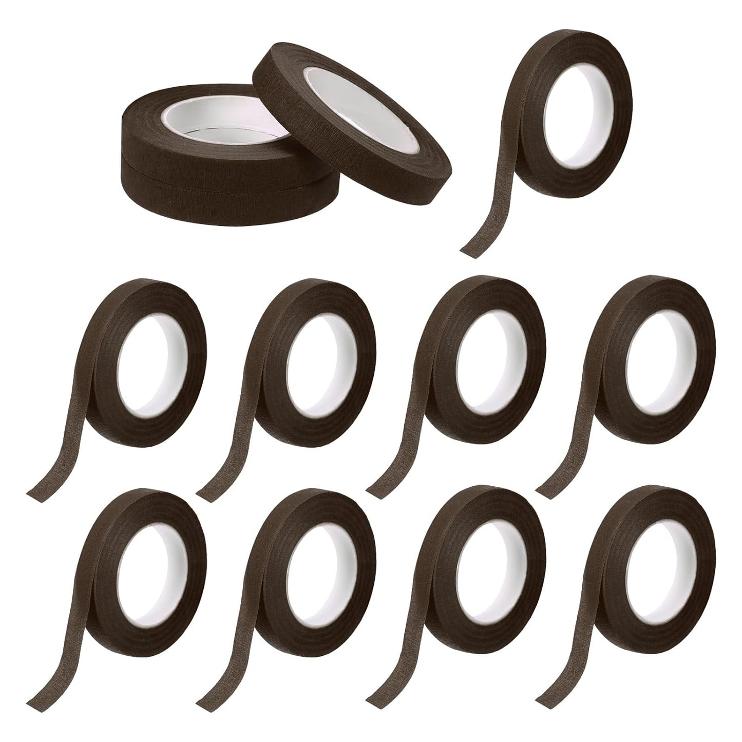 MECCANIXITY 12 Rolls Floral Tapes, 30 Yard x 1/16 in Florist Crepe Flowers Bouquets Tape Adhesive Waterproof for Flower Arranging Wrapping, Dark Brown