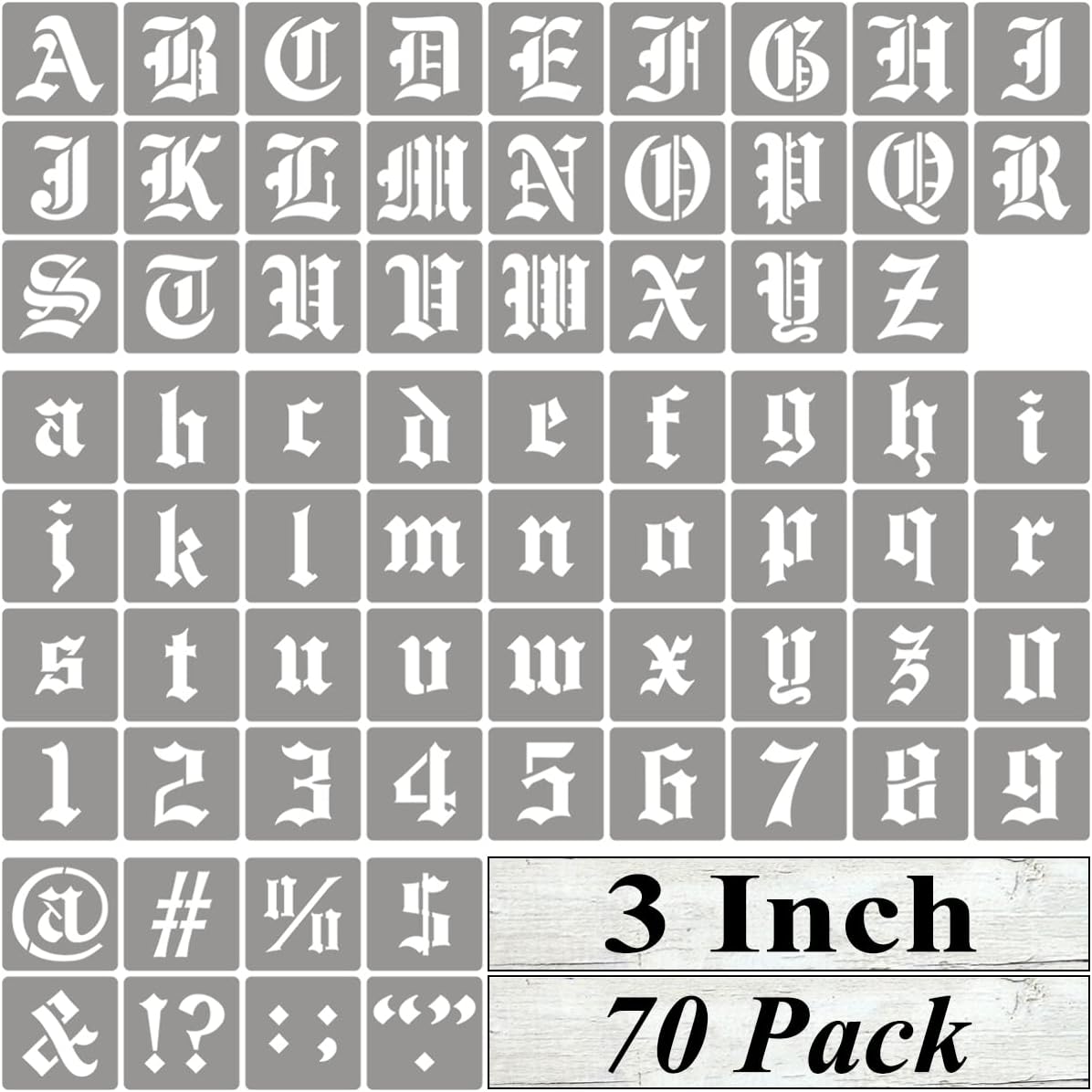 3 Inch Alphabet Letter Stencils for Painting - 70 Pack Old English Letter Stencil Templates with Numbers and Signs for Painting on Wood, Reusable Letters Stencils for Chalkboard Wood Signs & Wall Art
