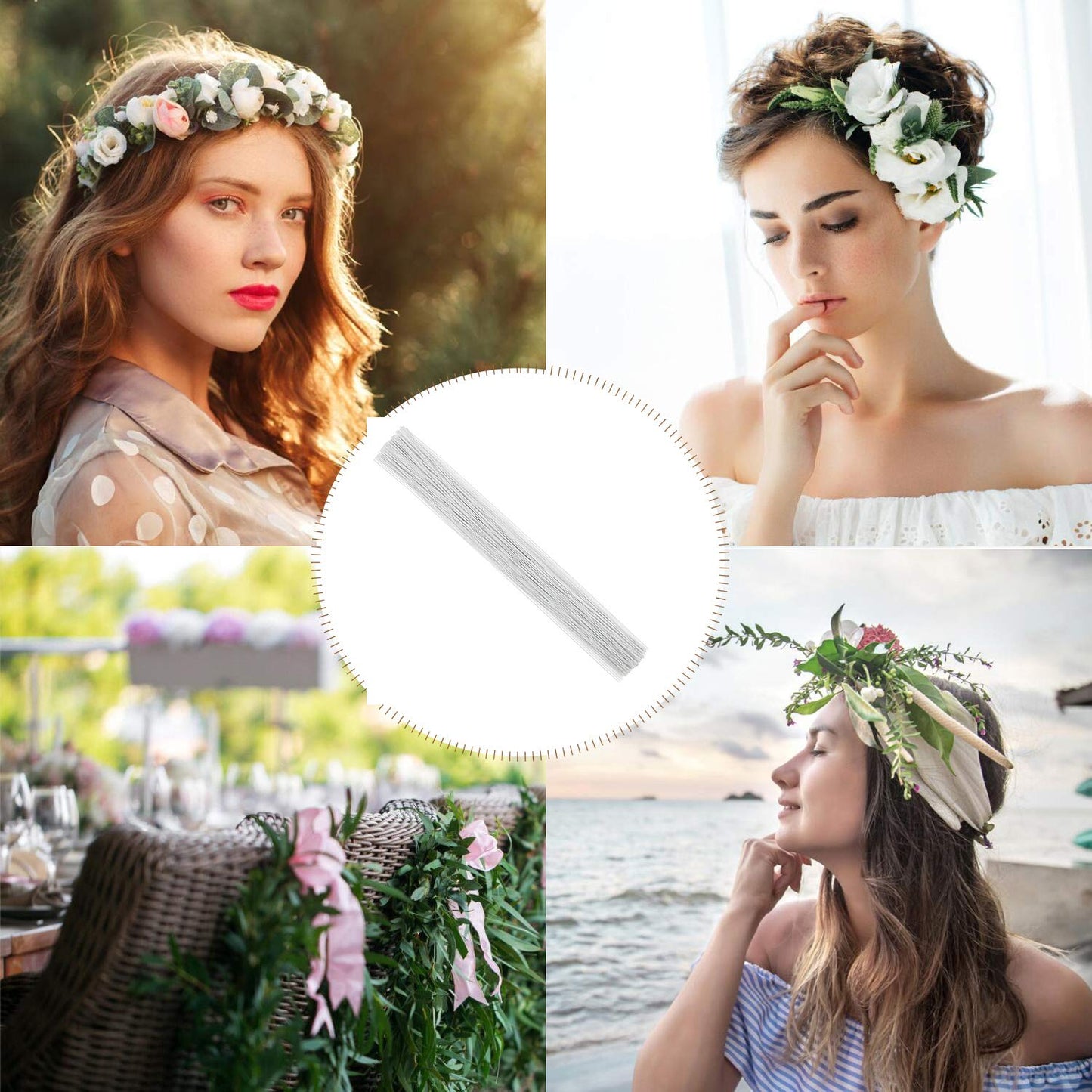 CCINEE 26 Gauge White Floral Wire Stem for Flower Arrangement Craft Supply,16 Inch,200PCS