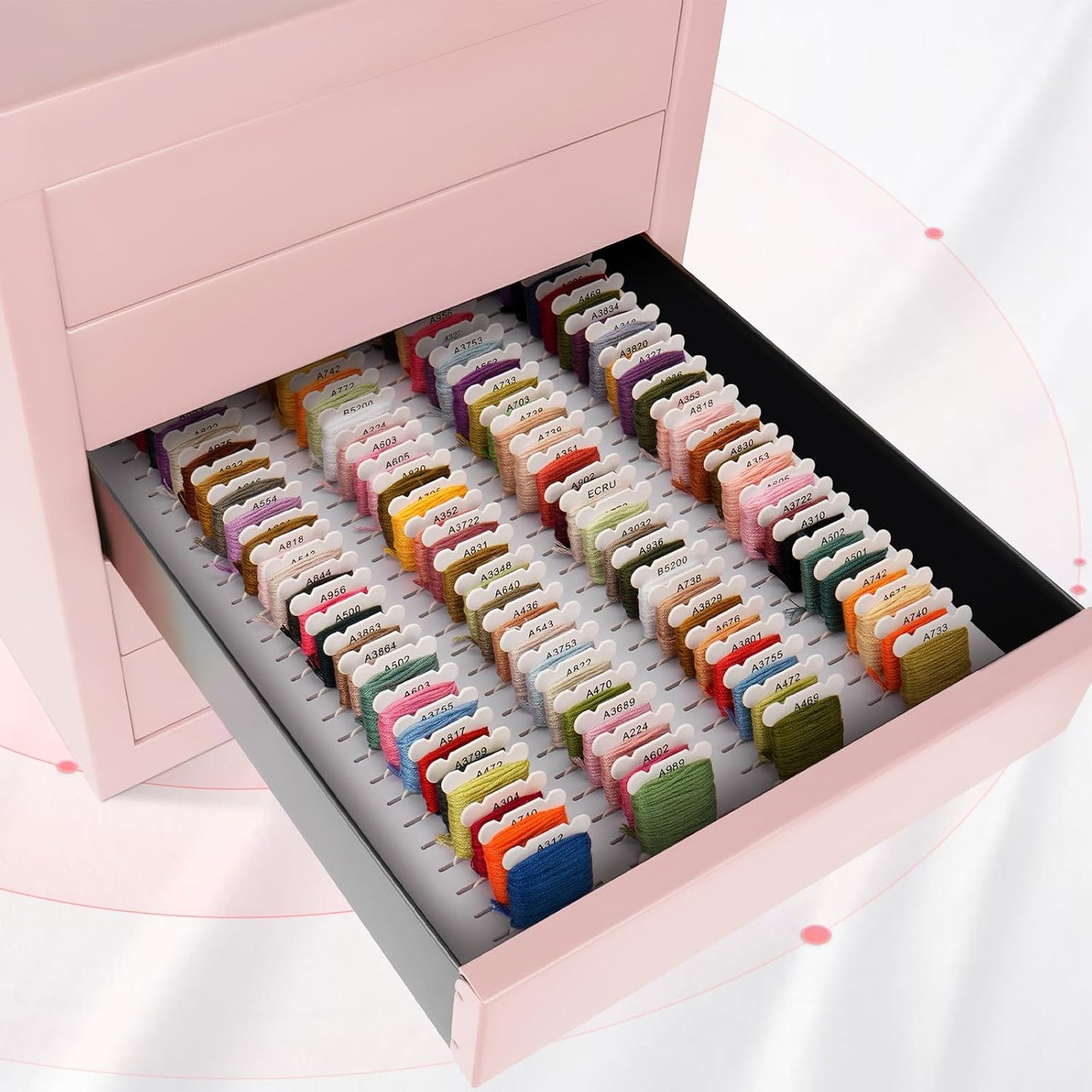 2 Pack PVC Foam Board Inserts for Drawer, Embroidery Floss Storage Organizer-Holds 216 1mm Bobbins, Embroidery Thread Holder for Cross Stitcher Storage(Bobbins are Not Include)