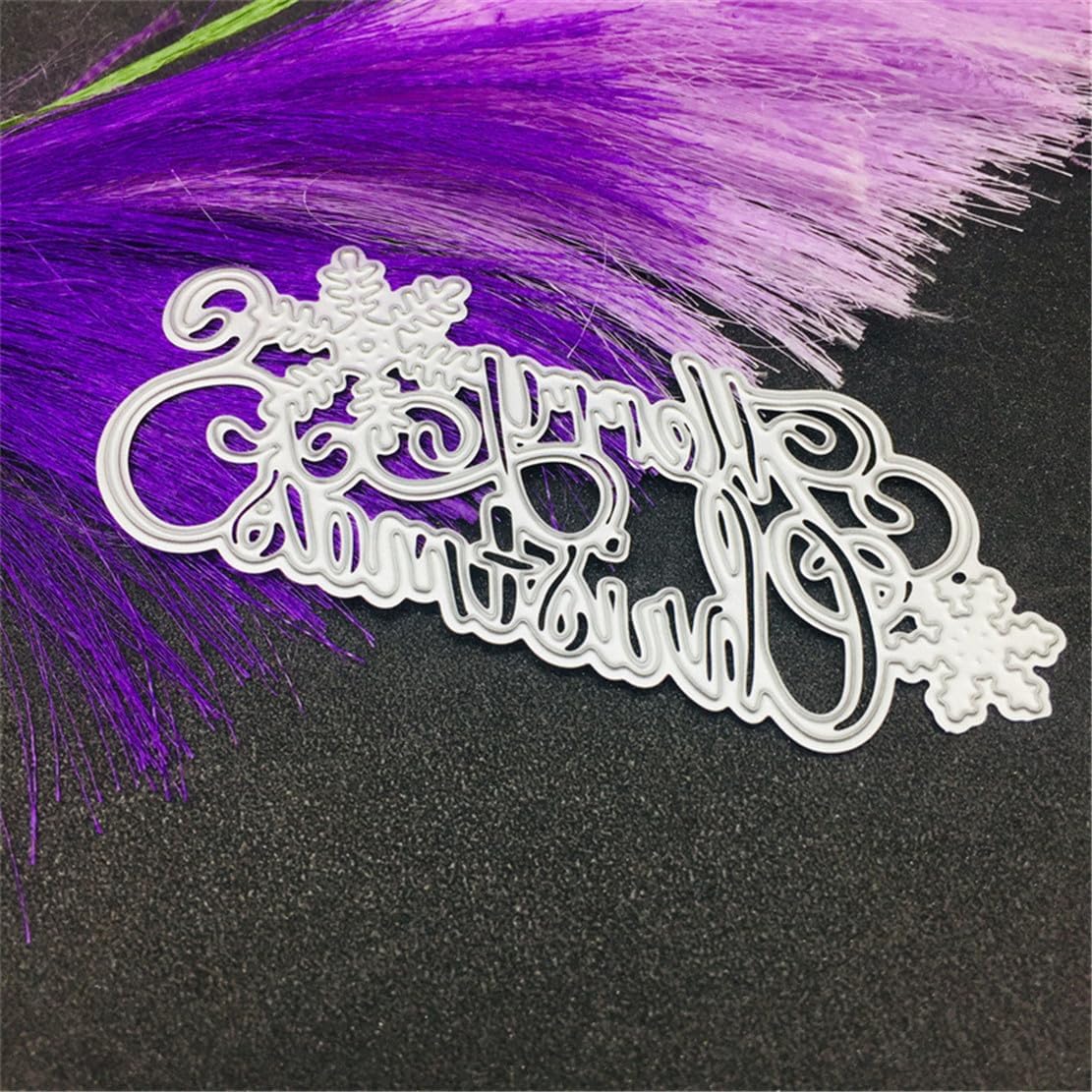Mvchifay Cutting Dies Happy Birthday Metal Stencils Scrapbooking Tool DIY Emboss Paper Card Making (Merry christmas-10x4.2cm)