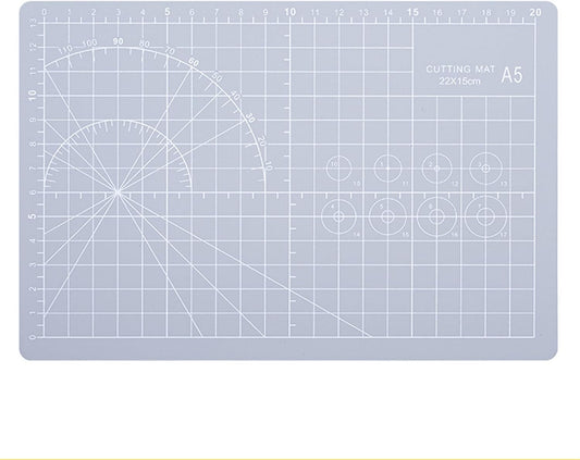 A5 Cutting Mat, Self Healing Sewing Mat, Rotary Craft Mat Double Sided 3-Ply Craft Cutting Board for Sewing Crafts Hobby Fabric Precision Scrapbooking Project Art Supplies, 8.6“ x 5.9”, Grey