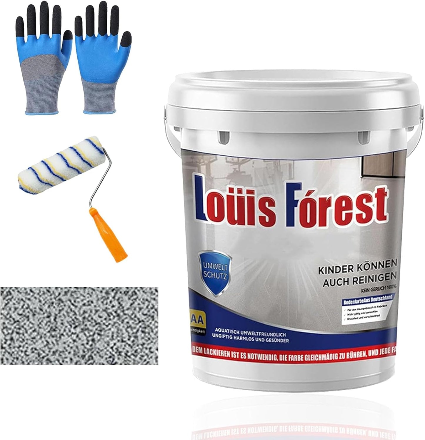 Louis Forest Epoxy Floor Paint, High-Gloss Marble Effect Coating, Epoxy Colored Sand Floor Paint, Wear-Resistant and Non-Slip for Indoor Outdoor (1KG-Sesame gray)