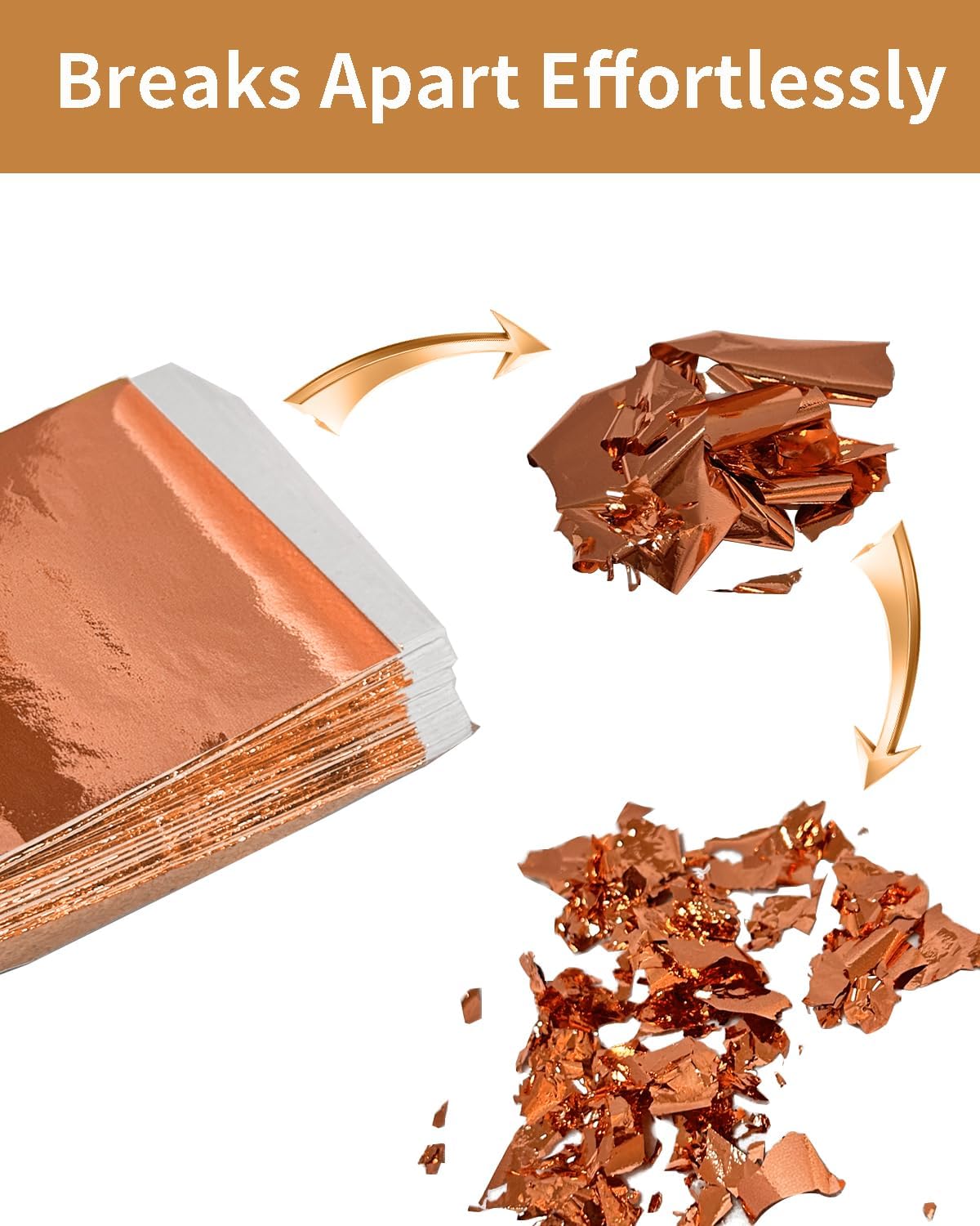 Luckymica Gold Leaf Sheets, 100 Pcs Adequate Gold Foil Sheets for Arts, Crafts, Decoration, Gilding, Paints, DIY, 5.5" x 5.5", Rose Gold, U03