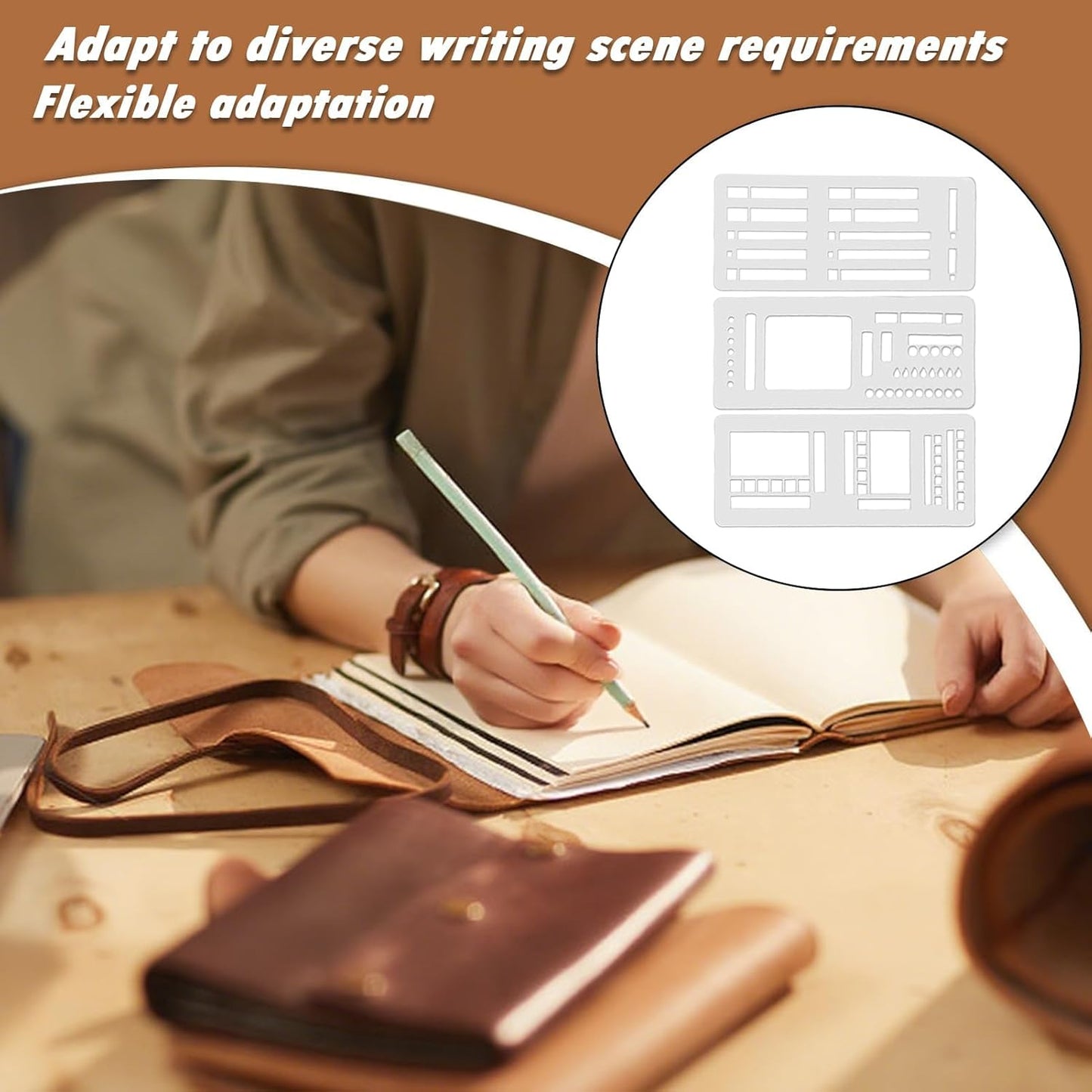 3PCS Planner Stencils Templates Set, Handmade Flexible Record Template, Lexible Journal Calendar Stencil for Dot Grid Planners, Versatile Drawing Template Kit for Journaling, Checklists, Boxes, Lines