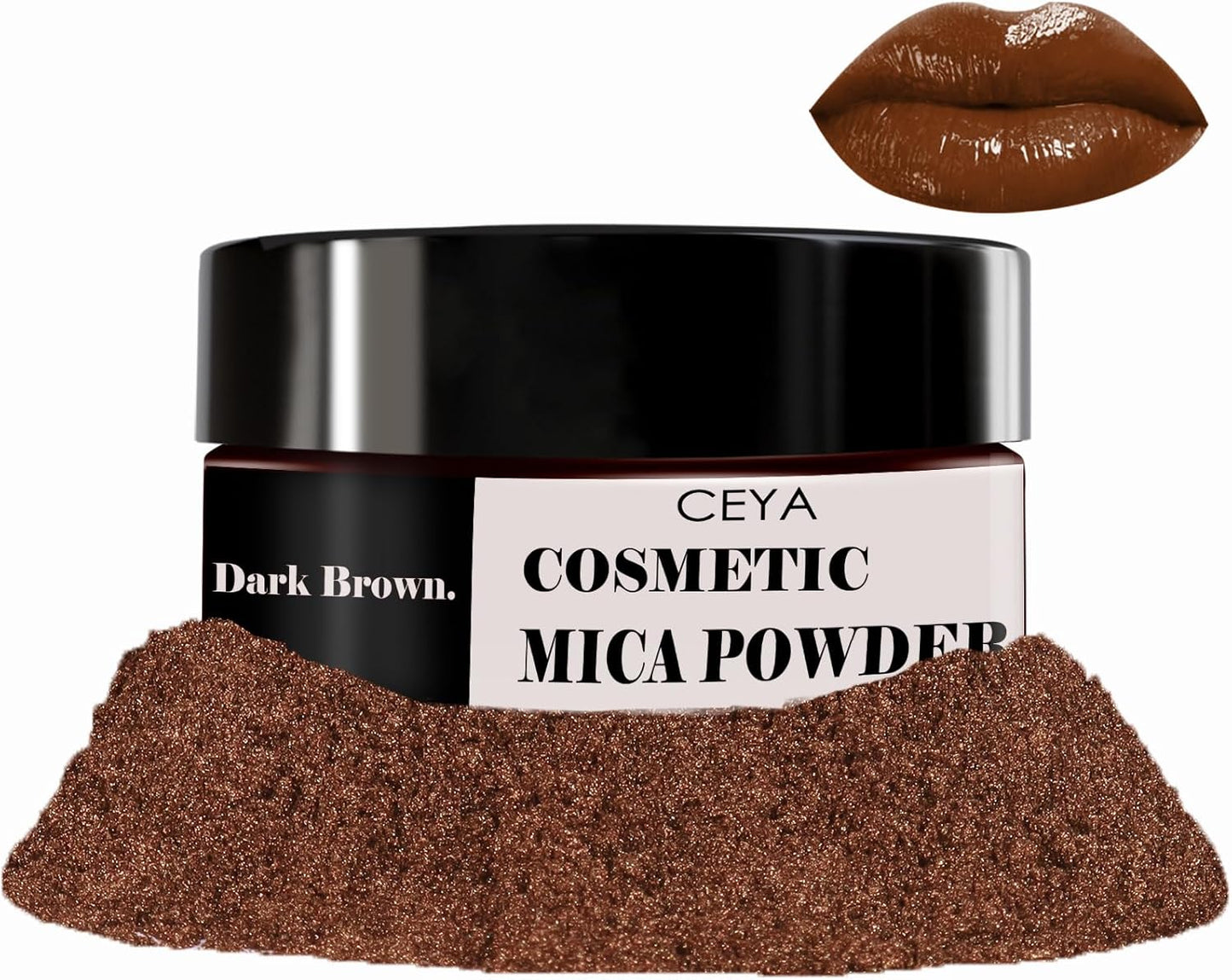 Ceya Mica Powder, 1.8oz/ 50g Dark Brown Lip Gloss Pigment Powder, Cosmetic Grade Soap Making Colorants Candle Dye for Epoxy Resin, Kintsugi Repair, Body Butter, Bath Bomb, Eye Shadow, Resin Craft,Nail