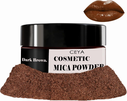 Ceya Mica Powder, 1.8oz/ 50g Dark Brown Lip Gloss Pigment Powder, Cosmetic Grade Soap Making Colorants Candle Dye for Epoxy Resin, Kintsugi Repair, Body Butter, Bath Bomb, Eye Shadow, Resin Craft,Nail