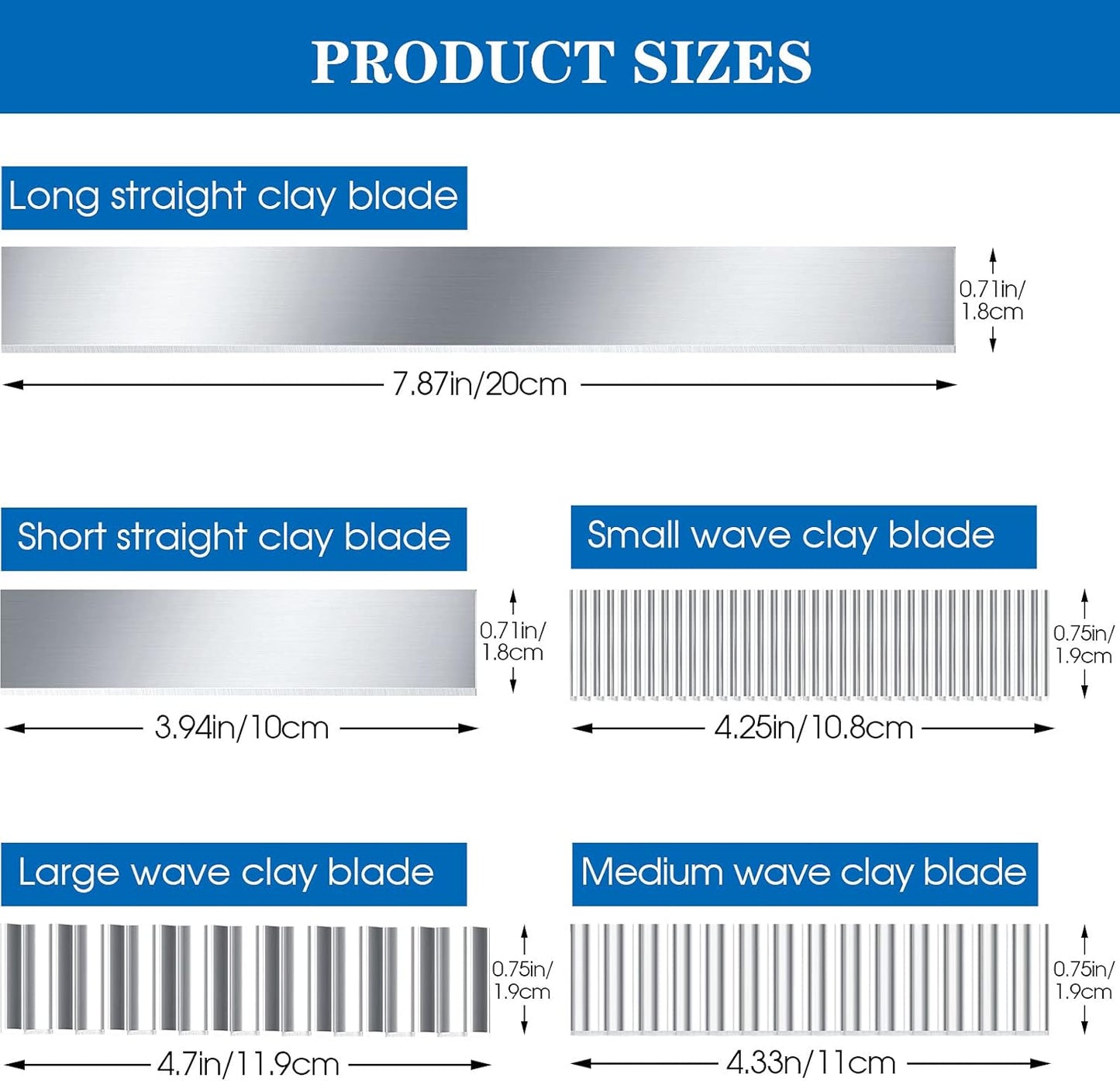 Honoson 5 Pieces Flexible Polymer Clay Tissue Blade Cutters Slicer Carbon Steel Polymer Clay Cutting Slicing Tools for Blade DIY Shaping Modelling Slicing Sculpting, Straight and Wave