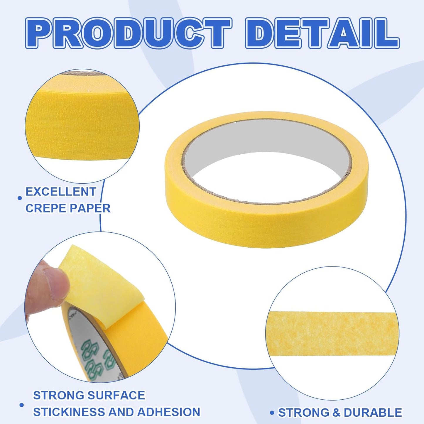 MECCANIXITY Masking Tape 0.7 Inch x 21 Yard Painter's Tape Yellow Paint Tapes for DIY Crafts Arts Drawing Decoration Labeling Car Painting Artist Teachers, Pack of 6