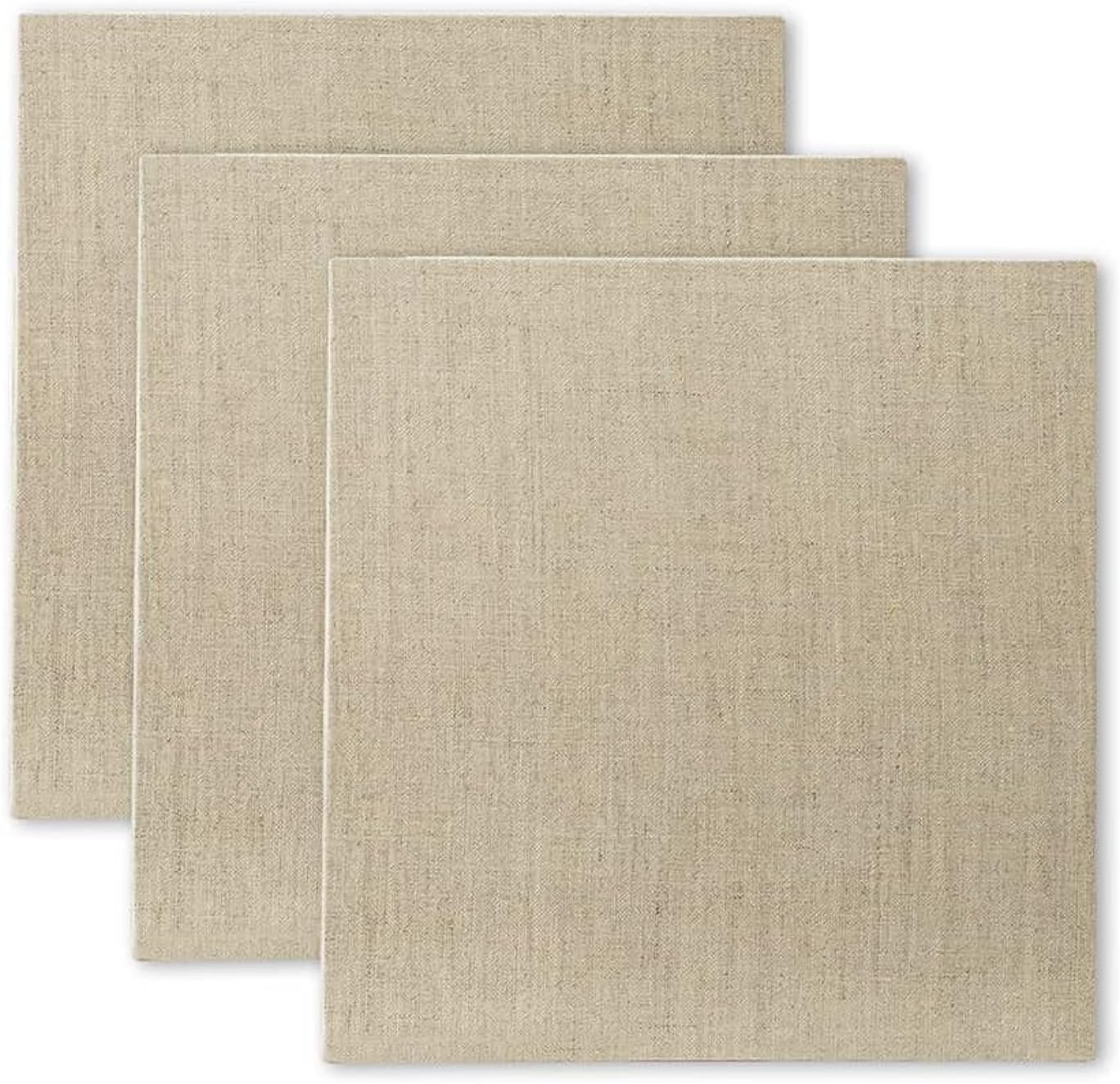 Senso Clear Primed Linen Panels - 12x12-3 Pack of Panels for Painting Oils, Acrylics, Pastels and More