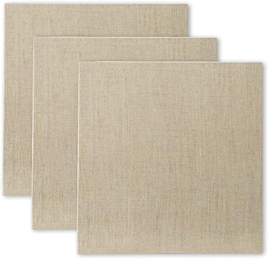 Senso Clear Primed Linen Panels - 12x12-3 Pack of Panels for Painting Oils, Acrylics, Pastels and More
