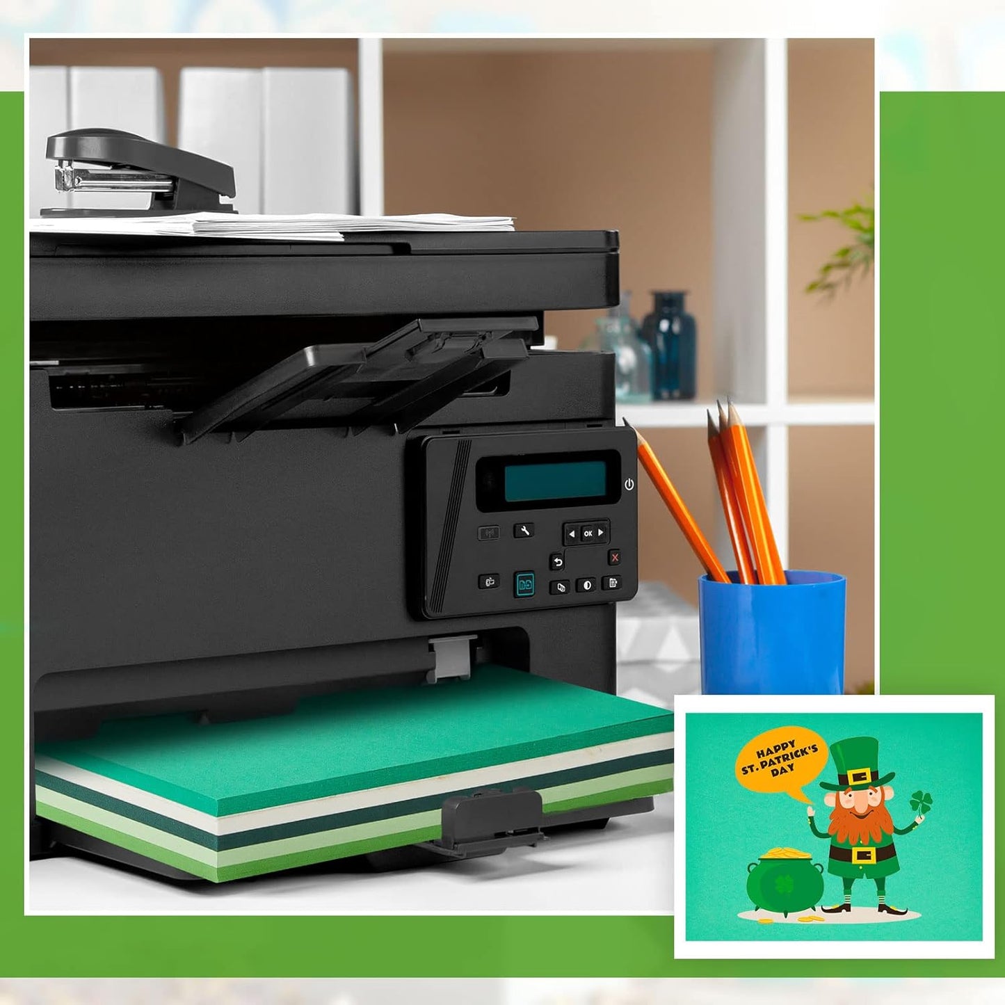 Sinmoe 100 Sheets 5 Shades Cardstock Paper 8.5 x 11 Inches 180gsm Solid Core Printer Paper for Scrapbooking DIY Arts Crafts Making Office Home Supplies(Green Series)