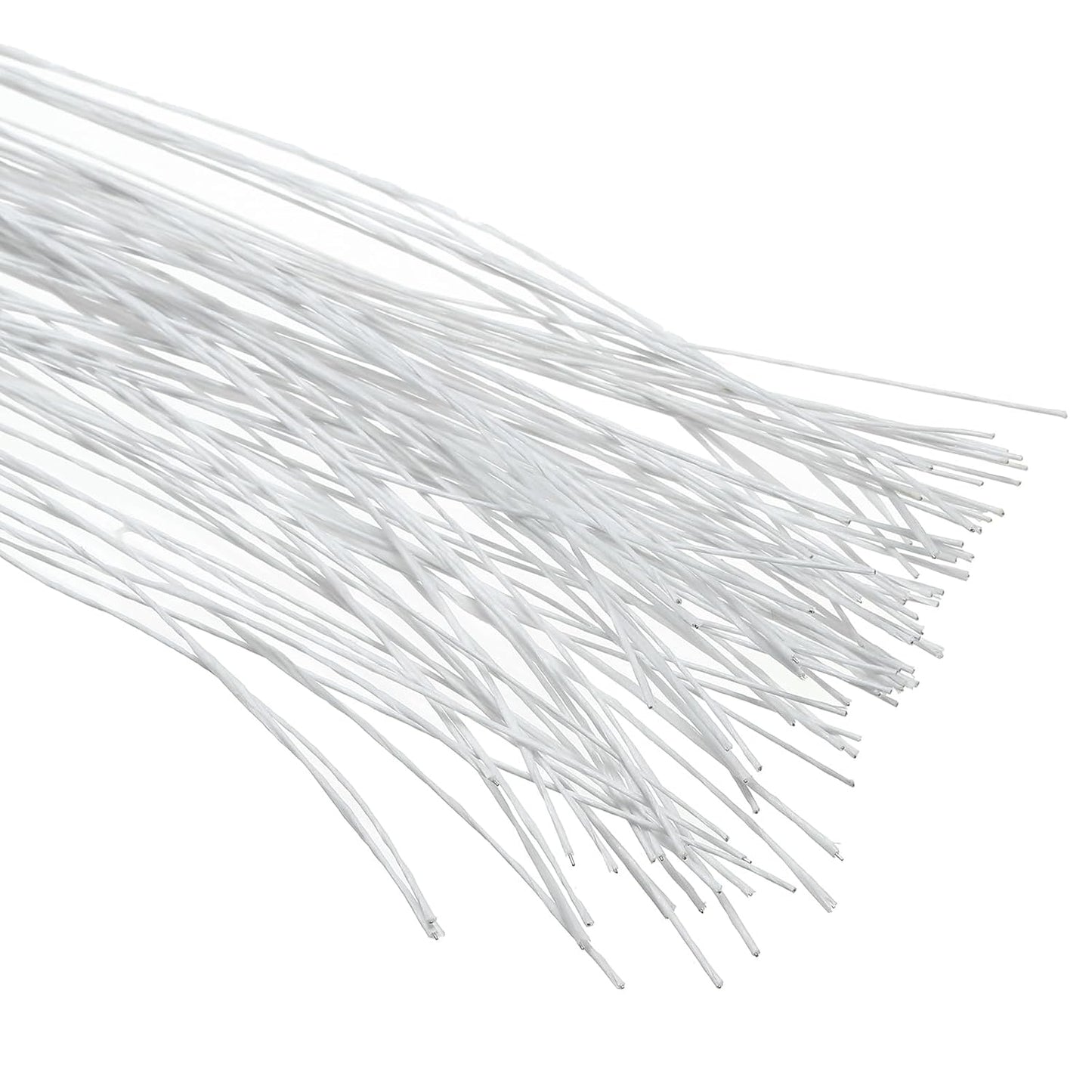 PATIKIL 28 Gauge 16" Floral Stem Wire, 100 Pcs Paper Wrapped Iron Artificial Flower Stem Accessories for DIY Bouquet Stem and Craft Decoration, White