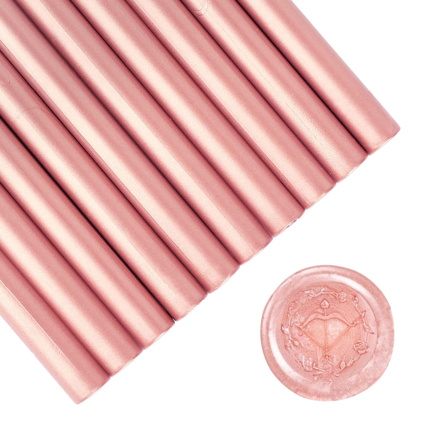 Glue Gun Sealing Wax Sticks for Wax Seal Stamp - Metallic Rose Pink, Great for Wedding Invitations, Cards Envelopes, Snail Mails, Wine Packages, Christmas Gift Ideas, Pack of 10