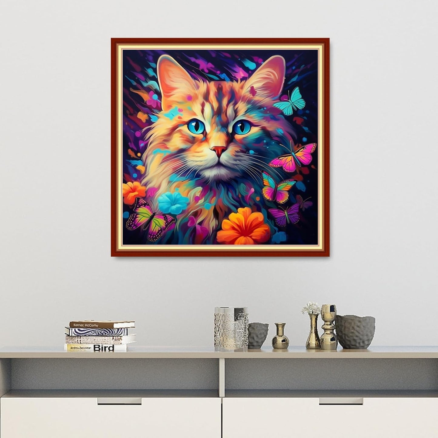 Dooxvey Cross Stitch Kits for Adults Beginners,Full Range of Cross-Stitch Stamped Kits Needlepoint Kits for Beginners Embroidery Kits 11CT Cross Stitch Patterns-Cat Flowers 18x18 inch, Manual Arts 29