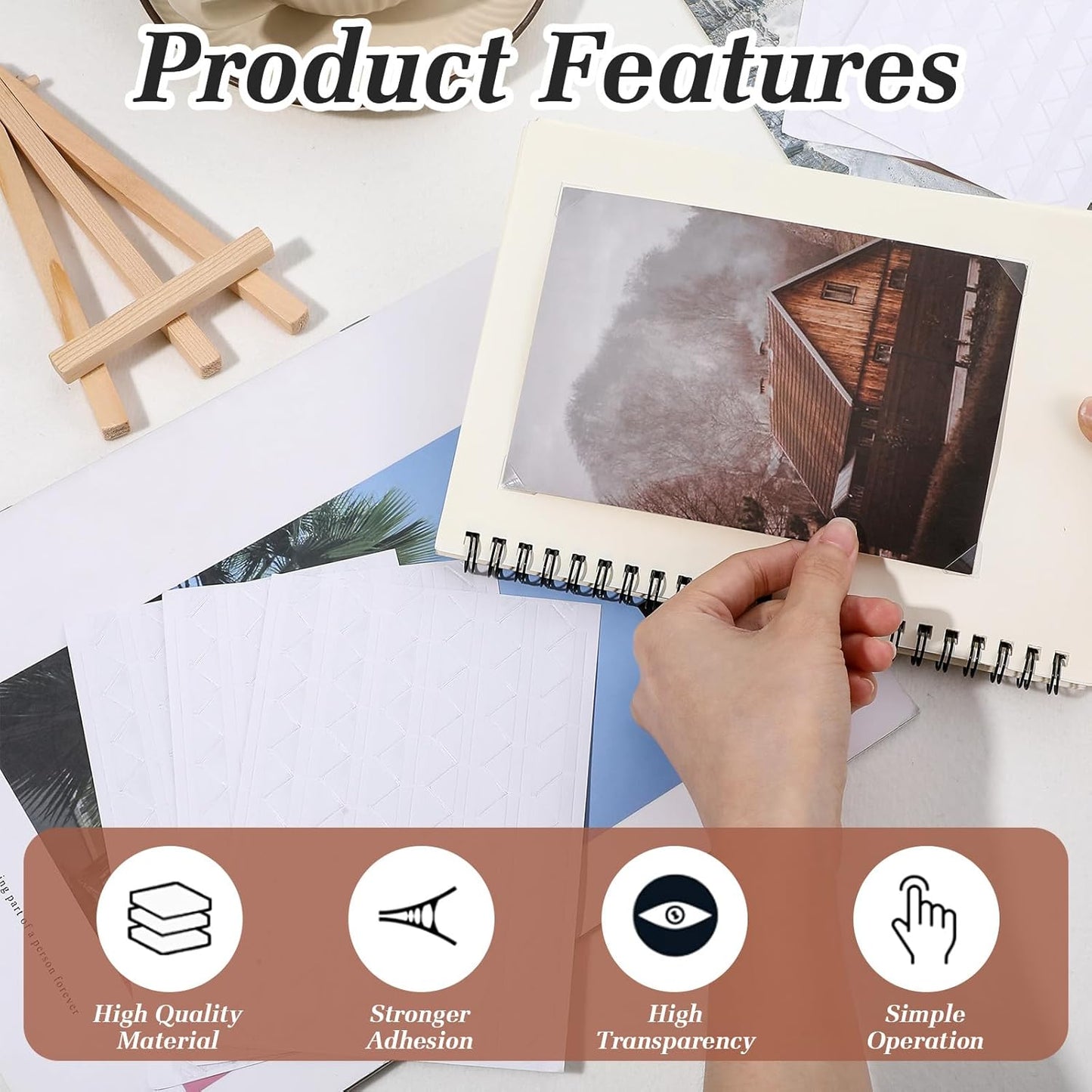 Mabor 2040Pcs Photo Corners for Scrapbooking, Self Adhesive Scrapbook Photo Corner Stickers, Clear Picture Mounting Corners Stickers for DIY Album Journal Memory Books