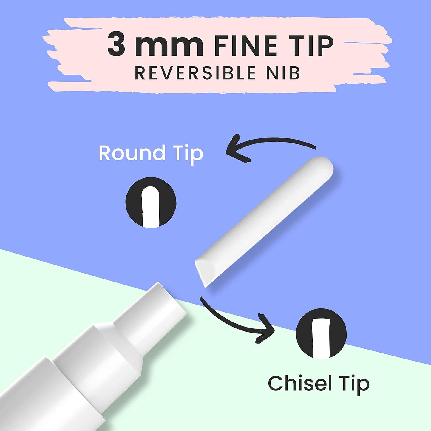 Chalkola White Chalk Markers - White Dry Erase Liquid Chalk Pens for Chalkboard, Blackboard, Window, Bistro, Car Glass, Board, Signs - 3mm Reversible Bullet & Chisel Point