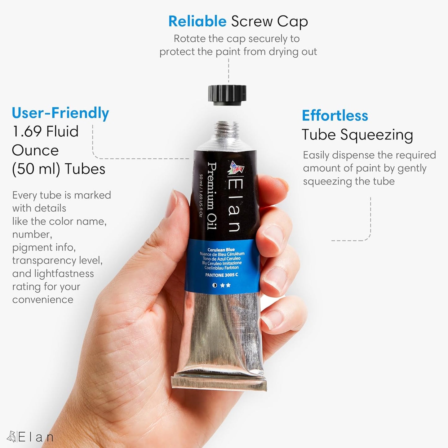 Elan Professional Oil Paint Set, 24 Vibrant Colors Tubes 1.7fl oz, Non-toxic Oil Paints for Canvas Painting, Art Paints for Adults & Artists