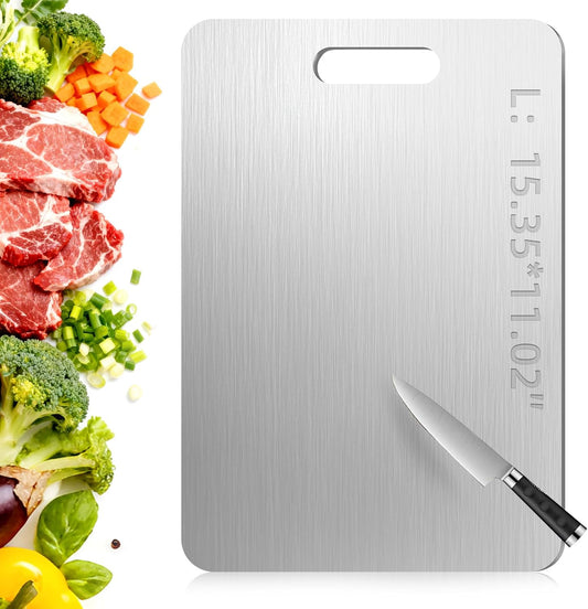 Tavano Titanium Cutting Board,Titanium Cutting Boards for Kitchen,Double-side Available Cutting Board for Vegetables,Meat,Fruits,Easy to Store and Clean(L)