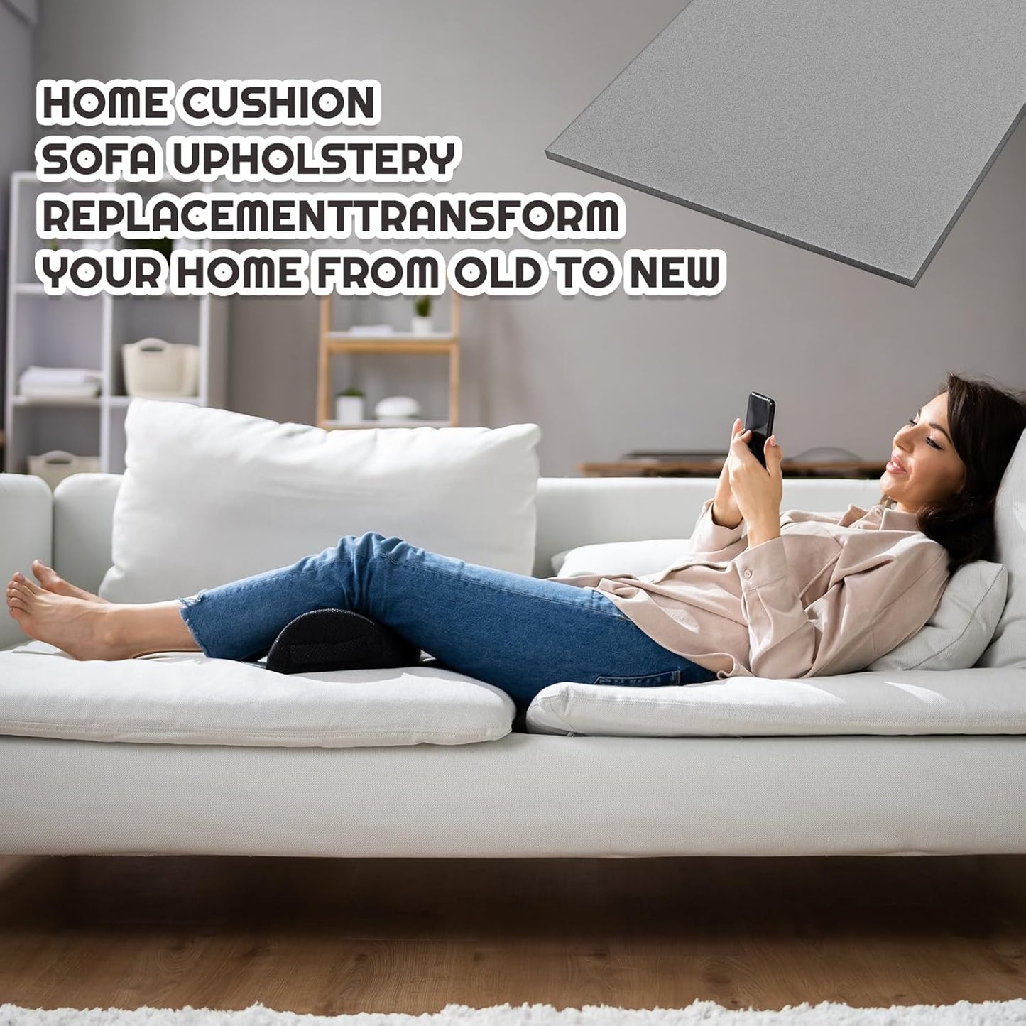 Amylove Polyurethane Foam 24" x 72" High Density Cushion Upholstery Foam Sheet for Seat Replacement DIY Projects Chairs Headboards Sofas Home (1/2" X 24" X 72",Gray)