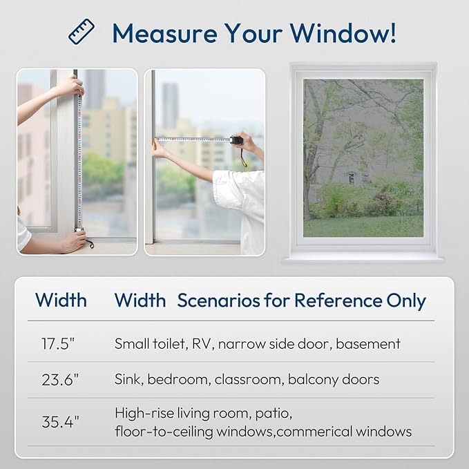 rabbitgoo One Way Window Privacy Film Tint with 3 Tools for Home, Sun Heat UV Blocking Control Reflective Adhesive Mirror Tint See Out Not in Office Door Covering, Silver, 17.5 x 78.7 inches
