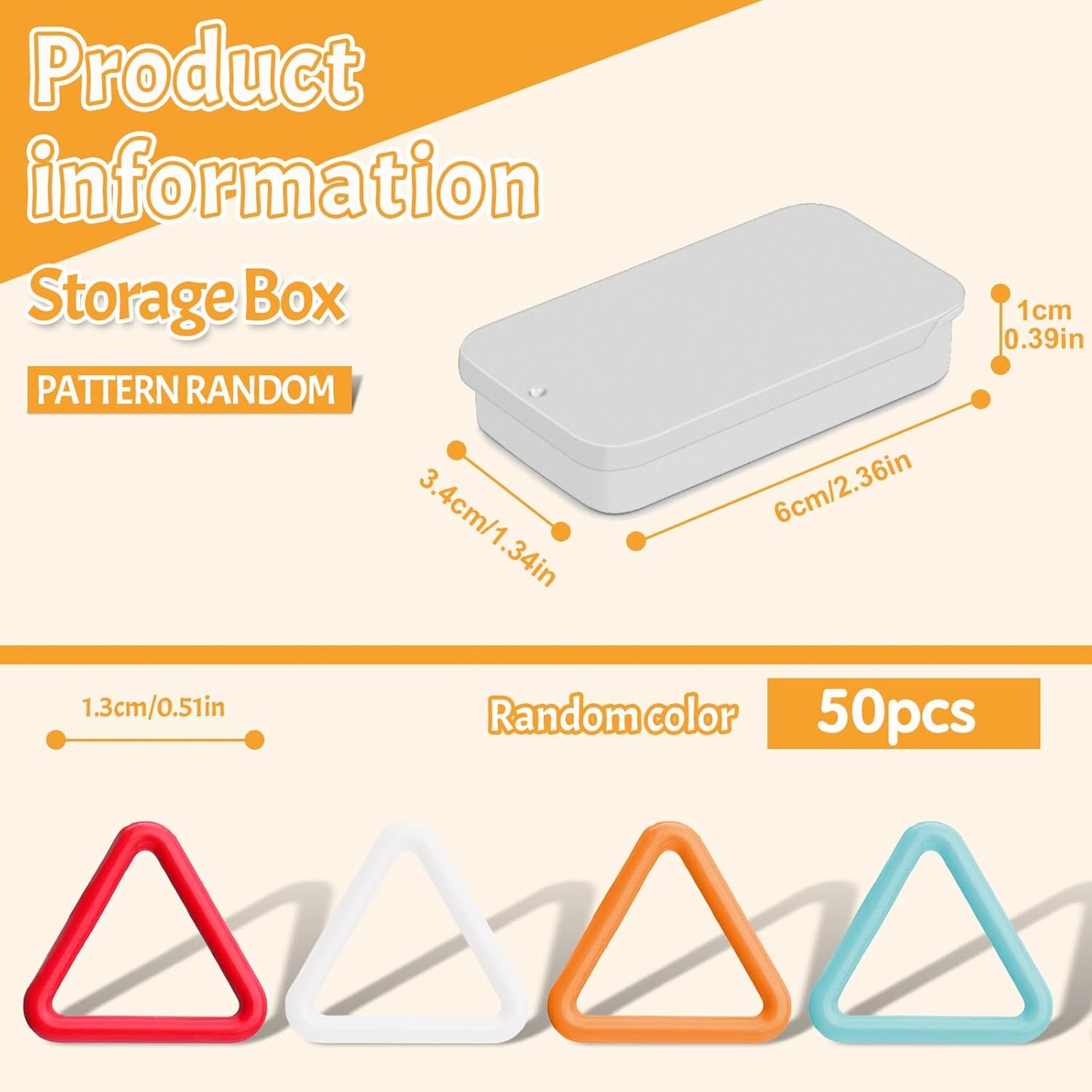 Jmuiiu Triangle Metal Stitch Markers, 50Pcs Metal Colorful Crochet Stitch Markers for Knitting Crocheting Clothing Tag Diy Craft Project with Storage Box