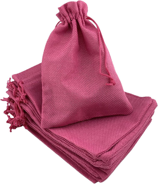 Palmhomee Pack of 25 Burlap Gift Bags with Drawstring Linen Jewelry Pouches Wedding Hessian Jute Bags for Birthday and Treat Pouches Party Wedding Favors Gift (5x7 Inch, Fuchsia)
