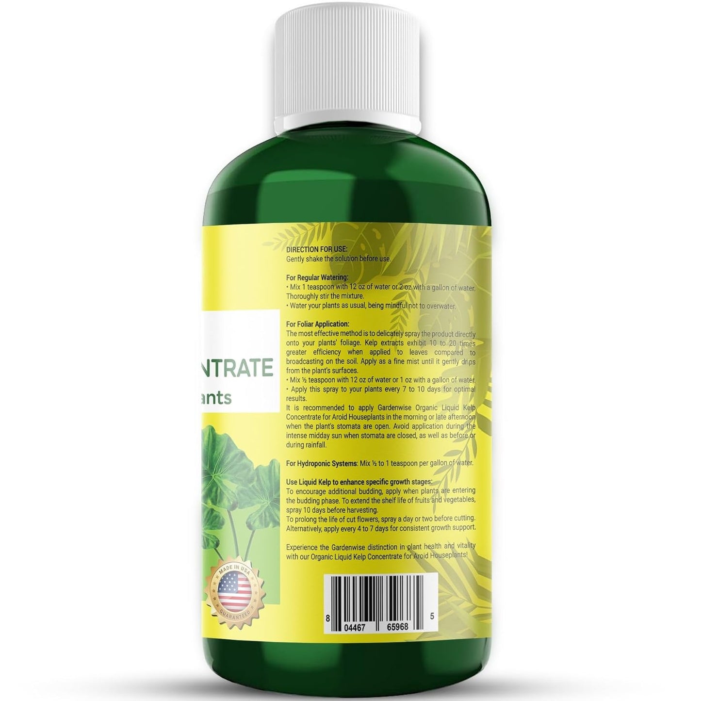 Organic Premium Seaweed Fertilizer - Liquid Kelp Plant Food for Aroid Houseplants: Monstera, Philodendron, Pothos, ZZ Plant, Dieffenbachia, Alocasia, Caladium (16 OZ)