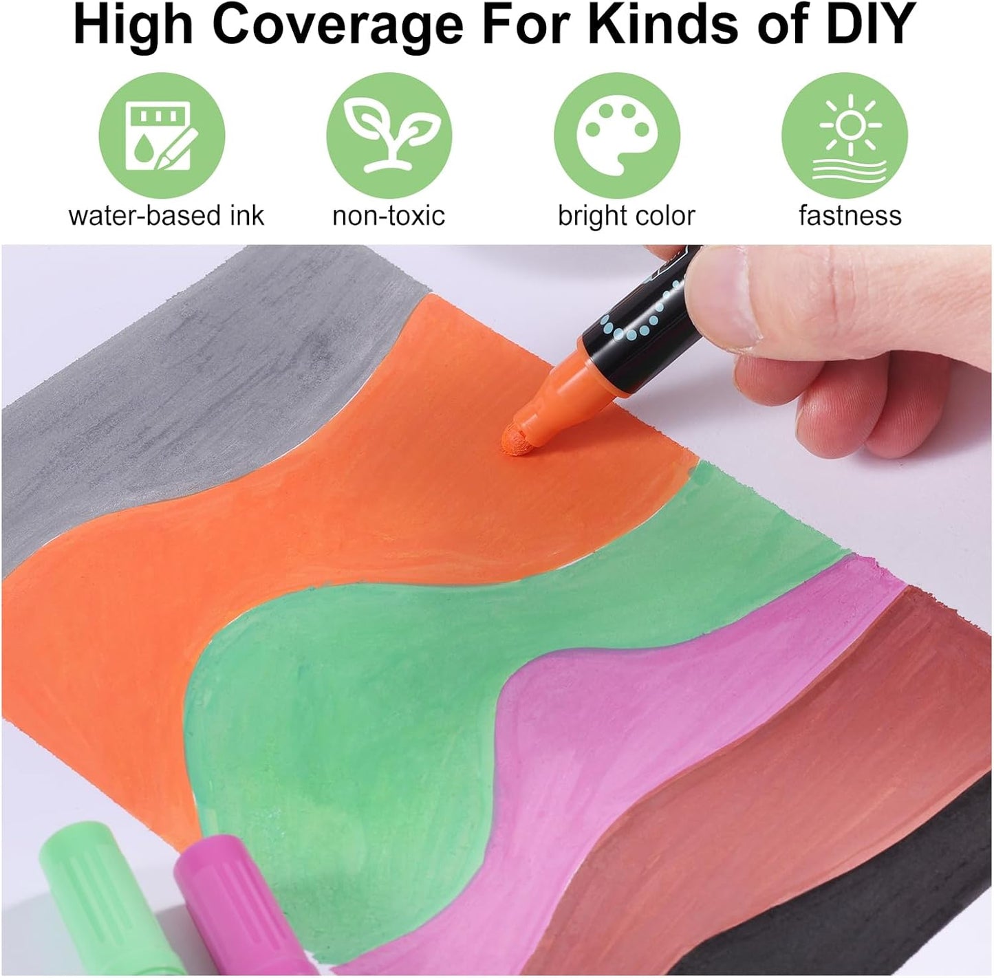 80 Colors Waterproof Dual Tip Acrylic Paint Pens, Dot & Fine Tip Premium Coloring Drawing Markers Set for Wood, Rock Painting, Canvas, Glass, Ceramic Surfaces and DIY Crafts Making Art Supplies