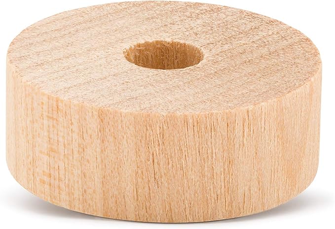 1-inch Diameter Slab Wooden Wheels for Crafts, 1/4-inch Hole, 3/8-inch Thick, Pack of 50 Mini Wooden Hobby Wheel for Model, by Woodpeckers