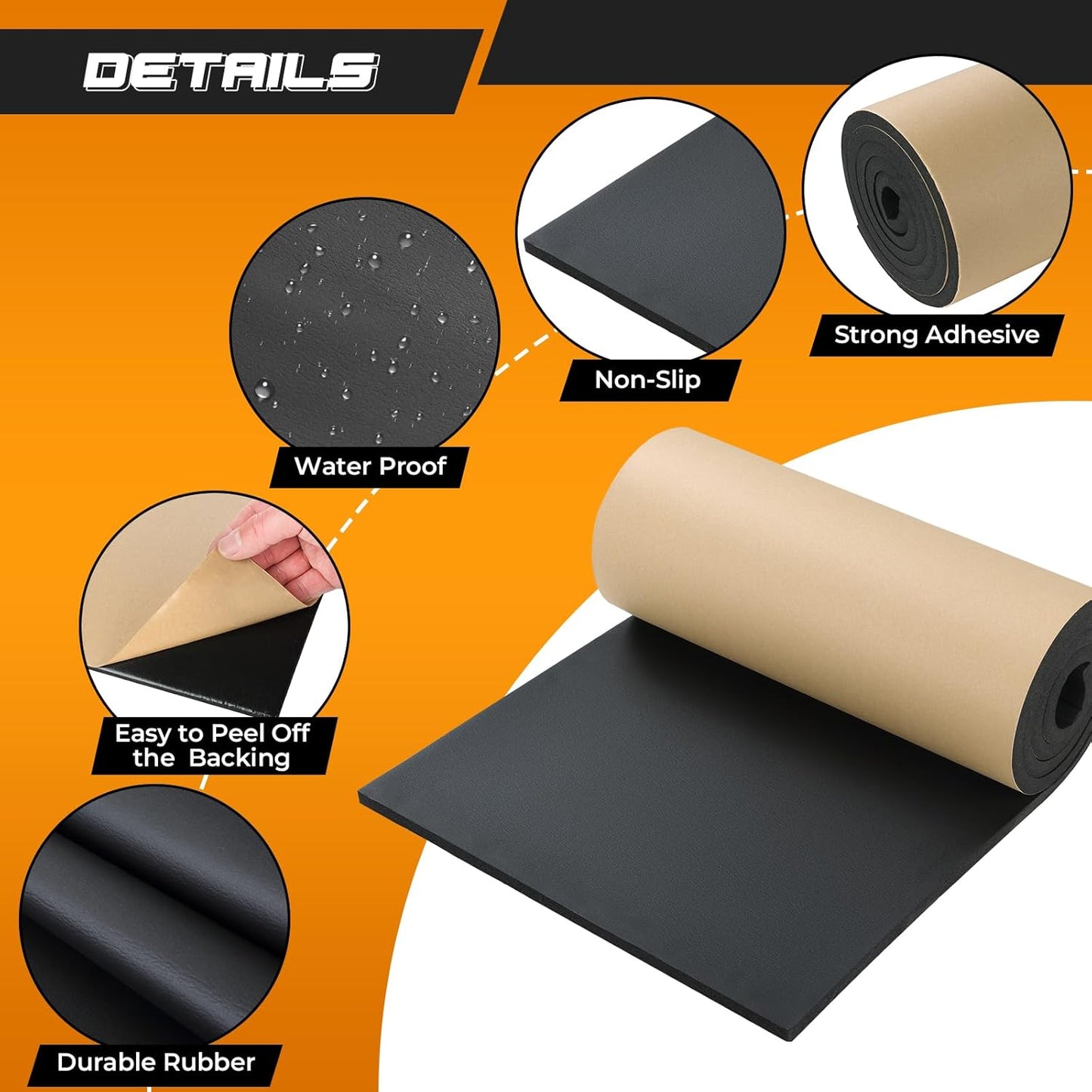 NATGAI Sponge Neoprene with Adhesive Foam Rubber Sheet 1/2” Thick X 16” Wide X 78” Long, Cut to Multiple Dimensions and Lengths - DIY, Gaskets, Cosplay, Costume, Crafts