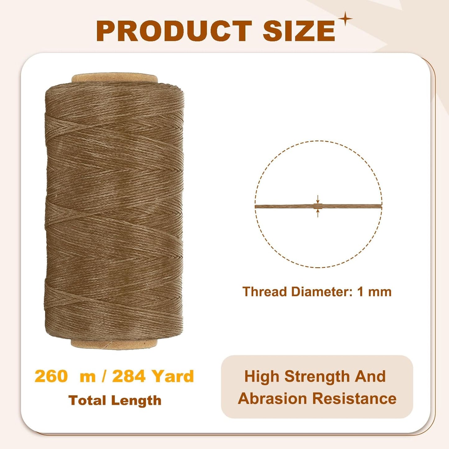 PATIKIL 284 Yard Flat Waxed Thread 150D 1mm Leather Sewing Cord for Repairing Shoes Bags Wallets Jewelry Making DIY Leather Craft, Dark Brown