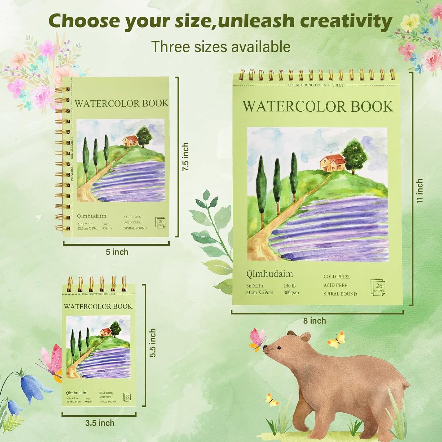 5x7.5 Inch Spiral Watercolor Paper Pad - 30 Sheets 140lb/300g Acid-Free Artist Paper | Tear-Line Perforated Pages for Framing & Mixed Media |Watercolor, Art Journaling (Adults, Students, Travel)