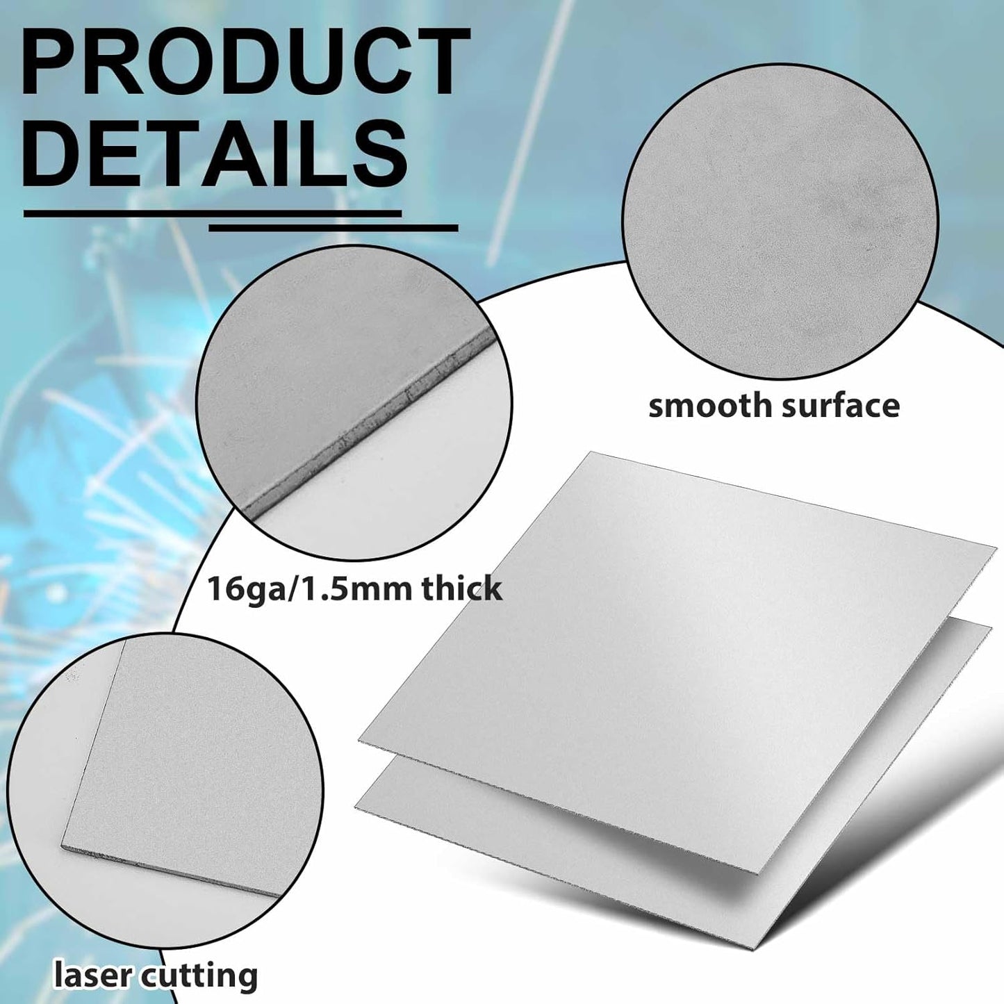 1 Pcs 16 Gauge 8 x 8 Inch Metal Steel Sheet Steel Plate Mild Carbon Cold Rolled Square Weldable Metal Panels for Outside Industrial DIY Use Projects Weld Accessories